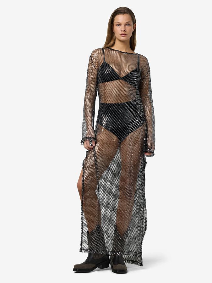 NOISY MAY HALO L/S HIGH SLIT MAXI DRESS