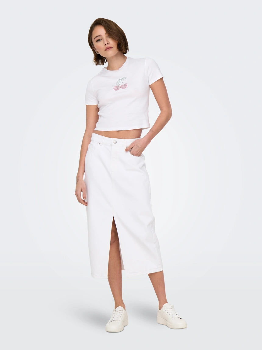 ONLY KIRA S/S BLING O-NECK SHORT TOP