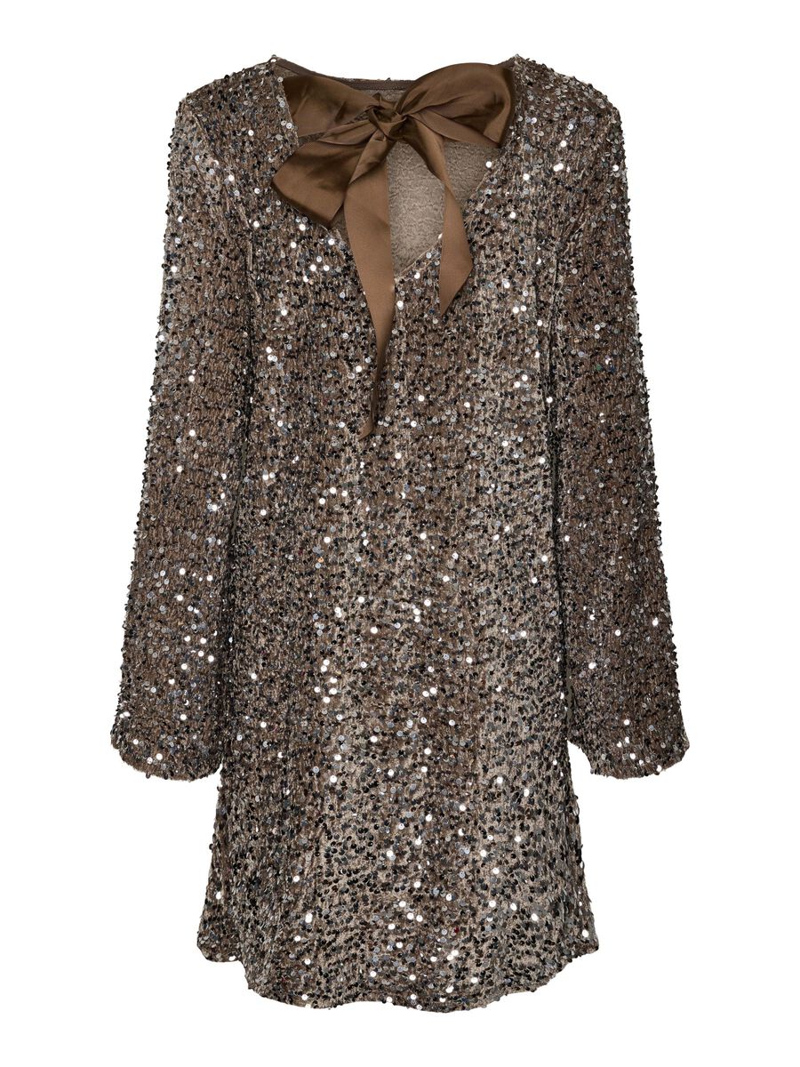 PIECES KAM LS DEEP BACK BOW DRESS