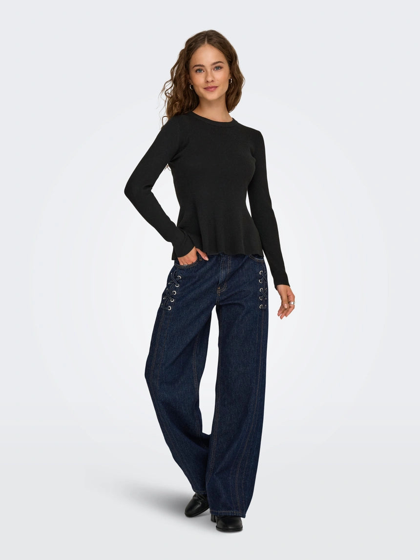 ONLY COCO LIFE LS RIB ONECK PEPLUM