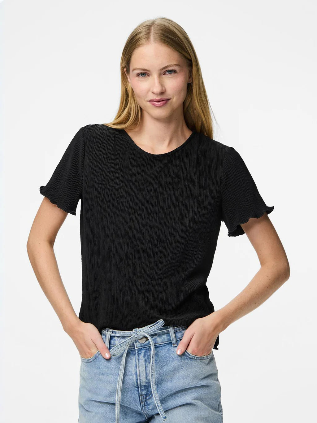 PIECES FLORA SS O-NECK TOP