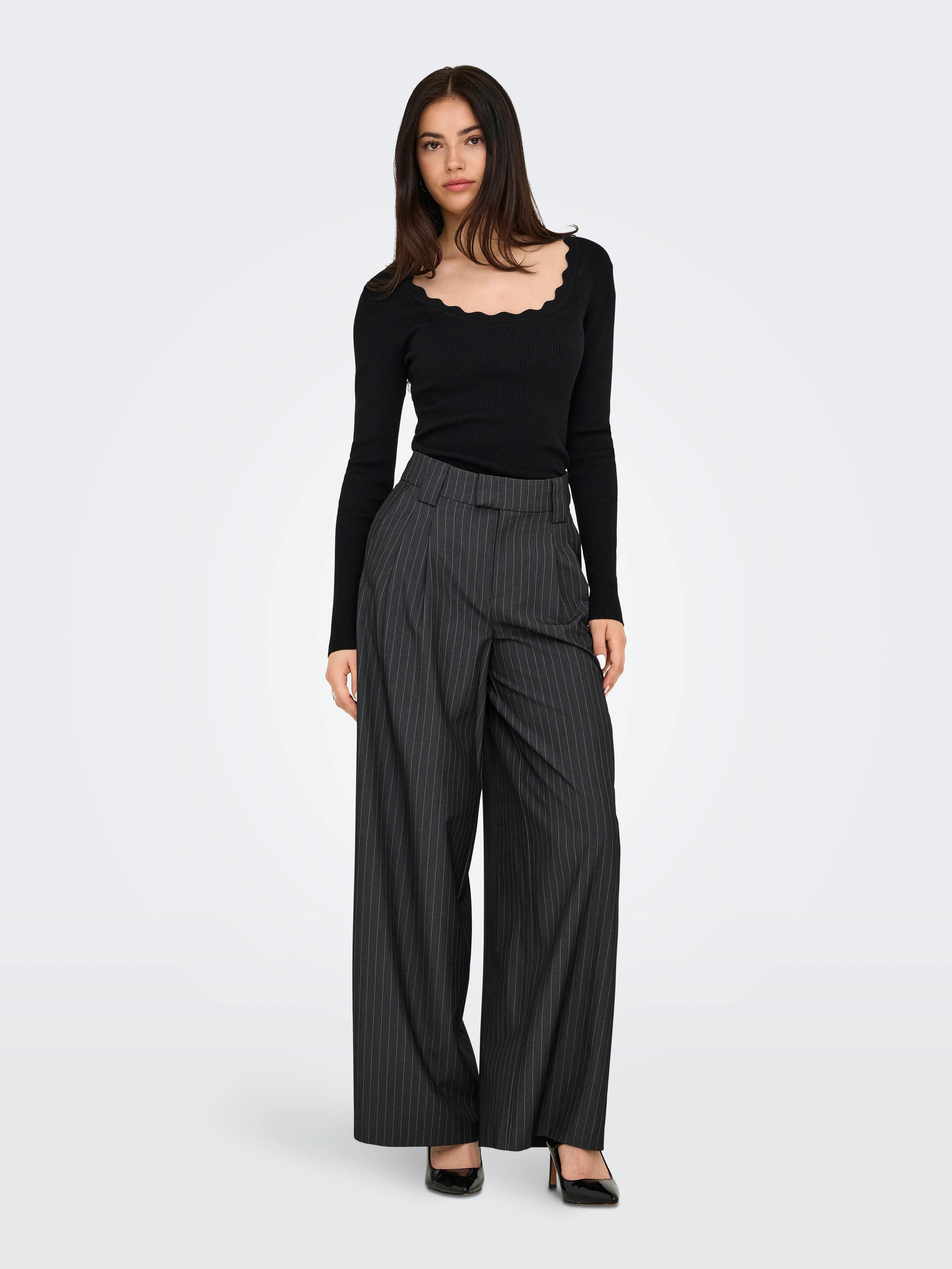 ONLY NISA LIFE MW PINSTRIPE WIDE PANT