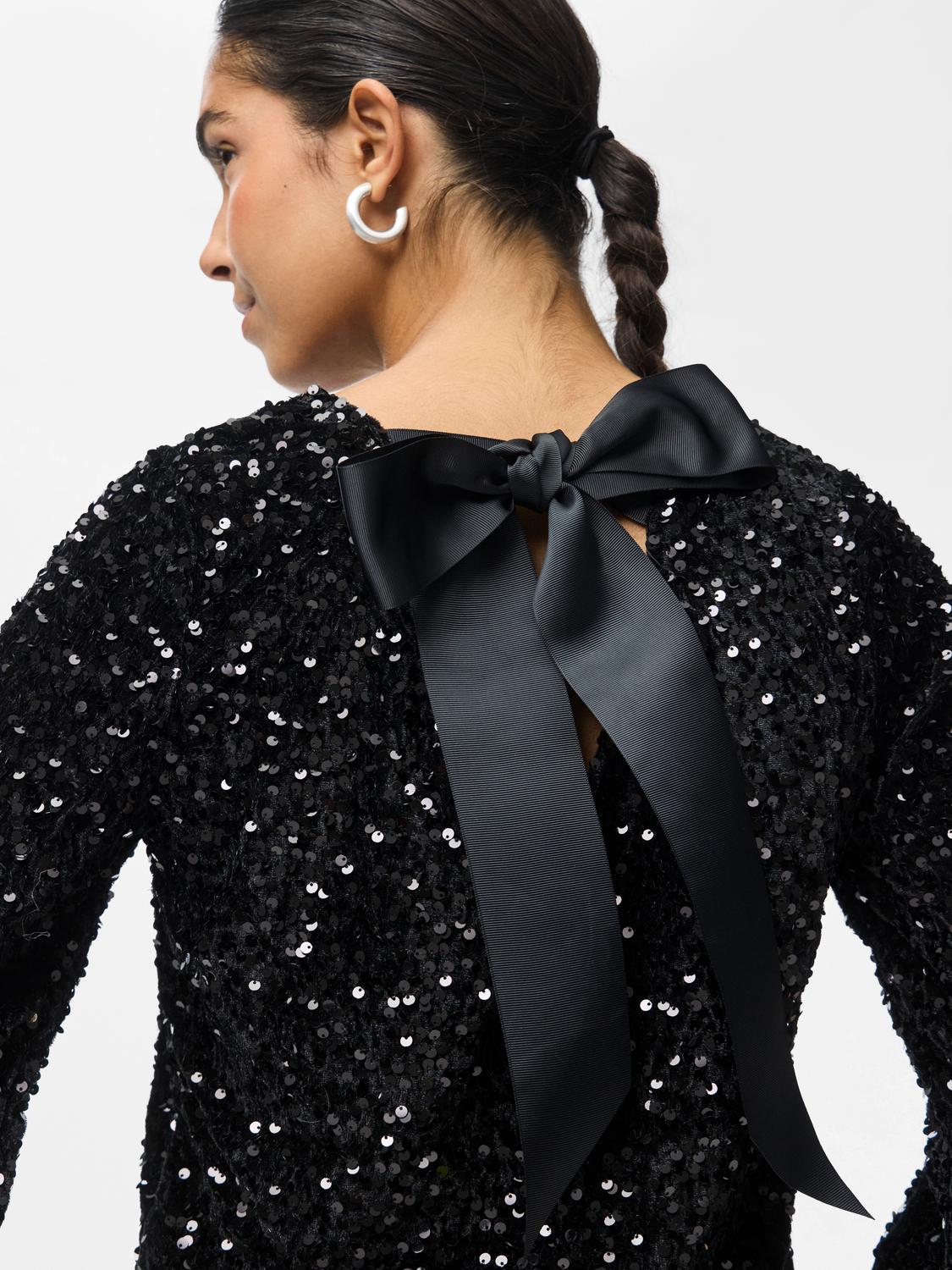 PIECES KAM LS DEEP BACK BOW TOP