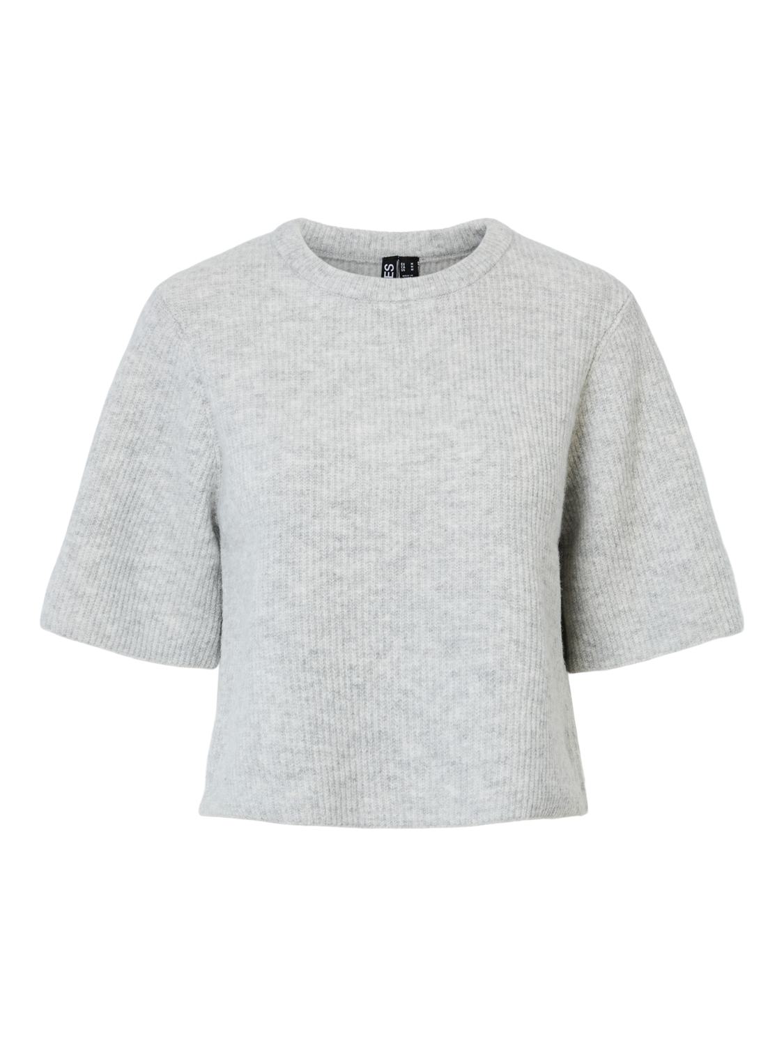 PIECES SILLY SS O-NECK KNIT - LIGHT GREY
