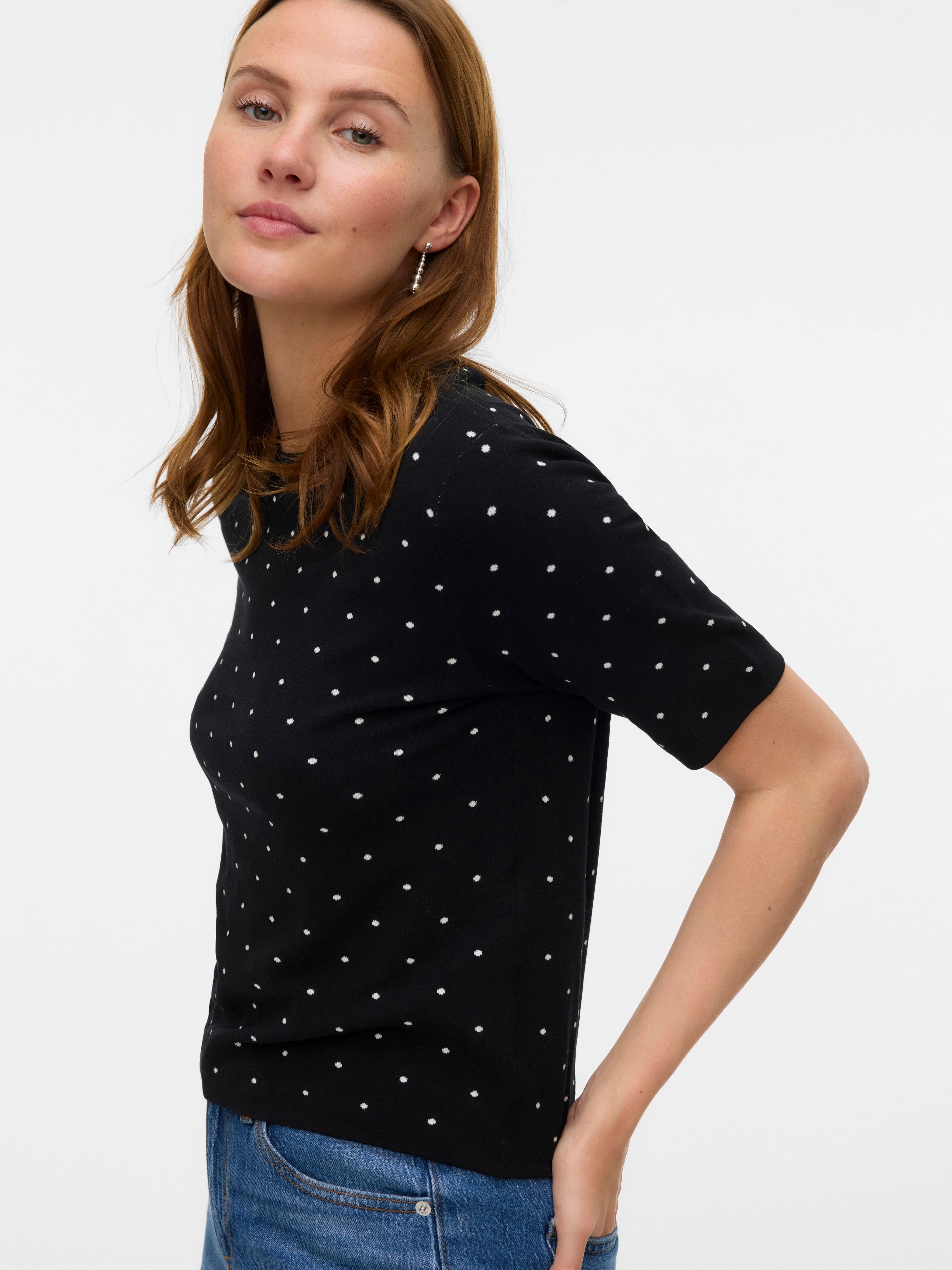VERO MODA SABA SS O-NECK DOT PULLOVER