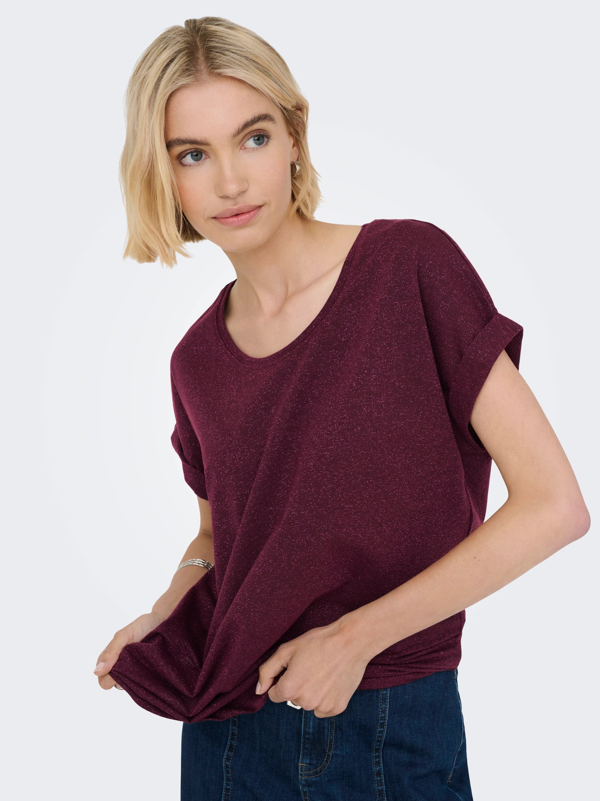 ONLY MOSTER GLITTER SS O-NECK TOP