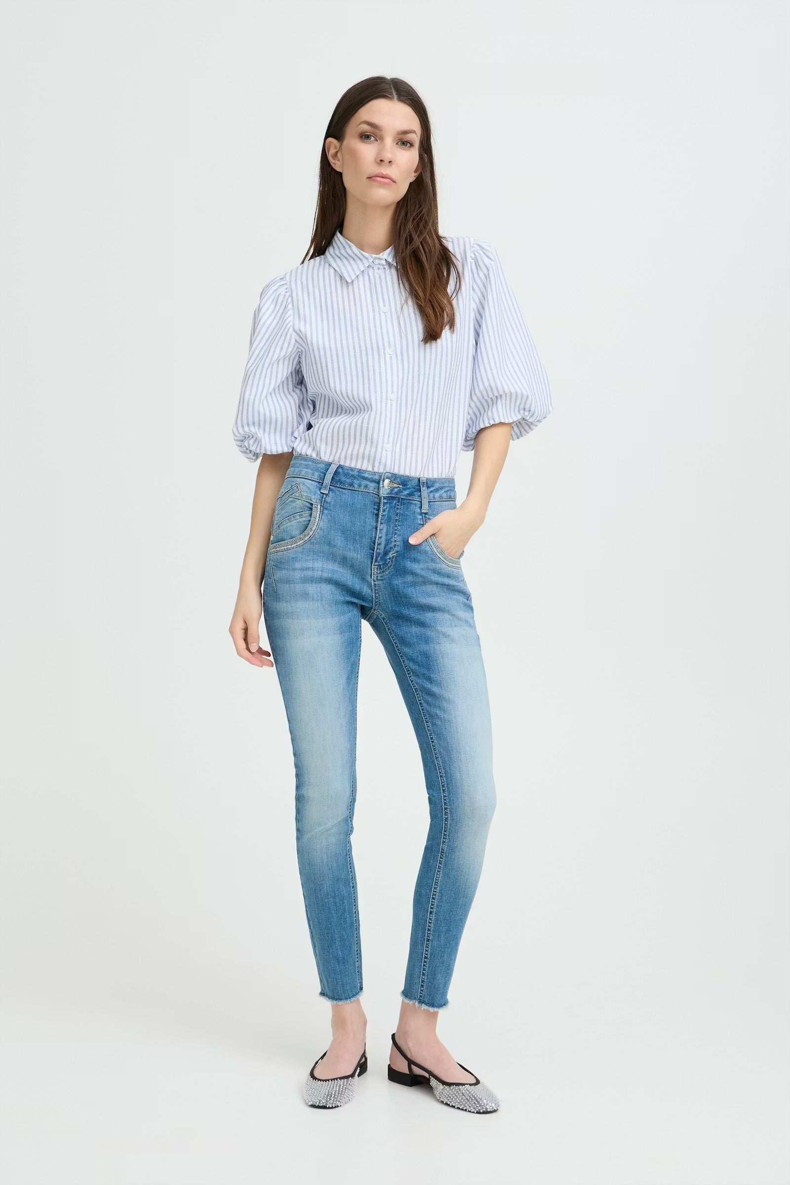 PULZ JEANS CARMEM EMB. HW SKINNY LEG