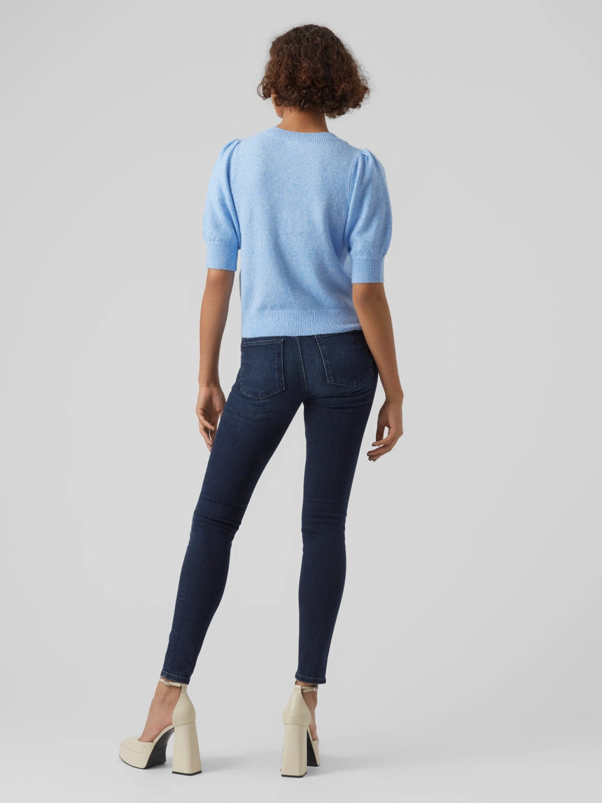 VERO MODA DOFFY 2/4 O-NEKCK PULLOVER - BLUE