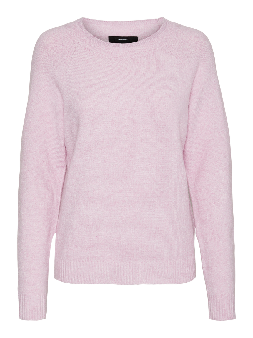 VERO MODA DOFFY LS O-NECK BLOUSE - PASTEL LAVENDER/MELANGE