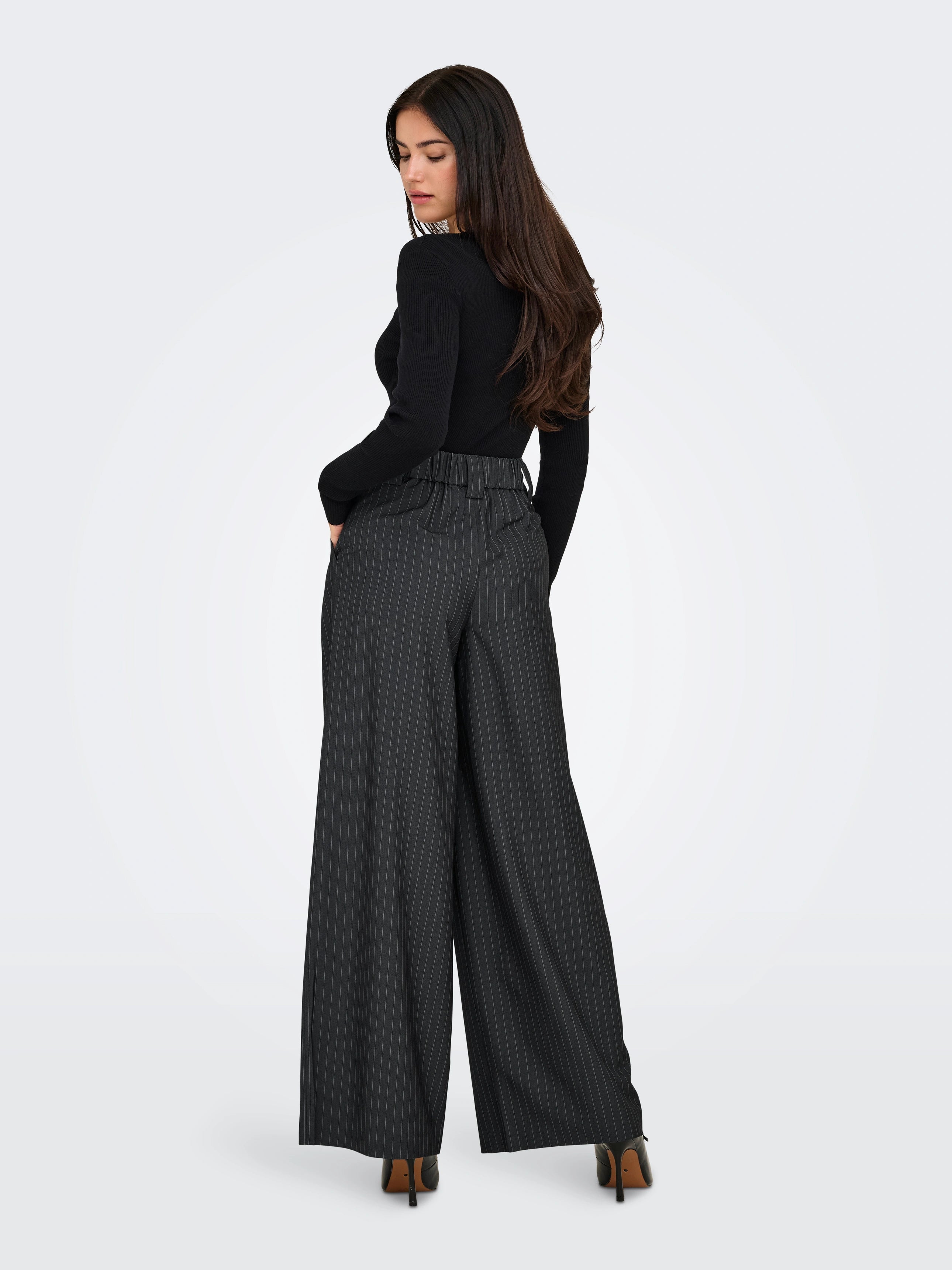 ONLY NISA LIFE MW PINSTRIPE WIDE PANT