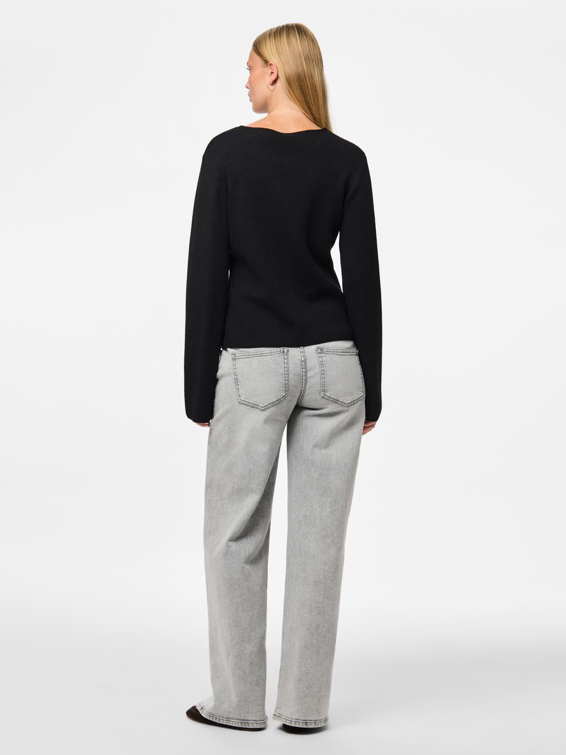PIECES FARIE LS O-NECK SPLIT KNIT