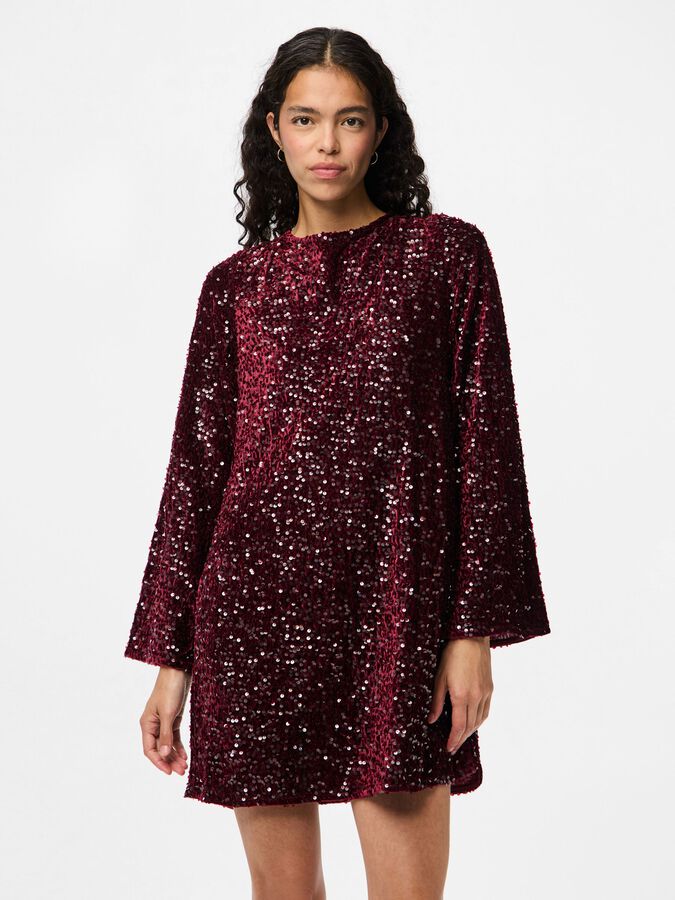 PIECES KAM LS DEEP BACK BOW DRESS