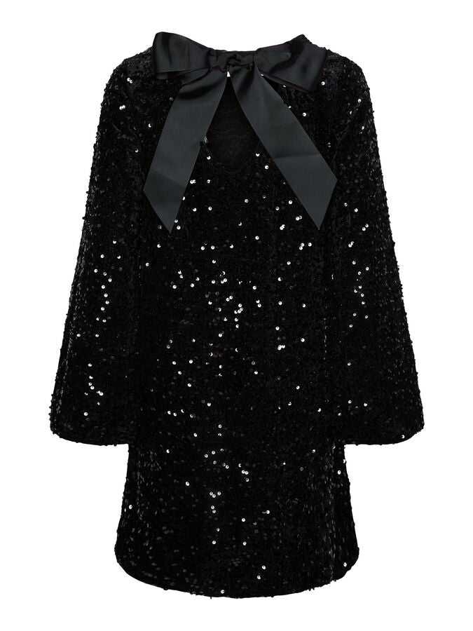 PIECES KAM LS DEEP BACK BOW DRESS