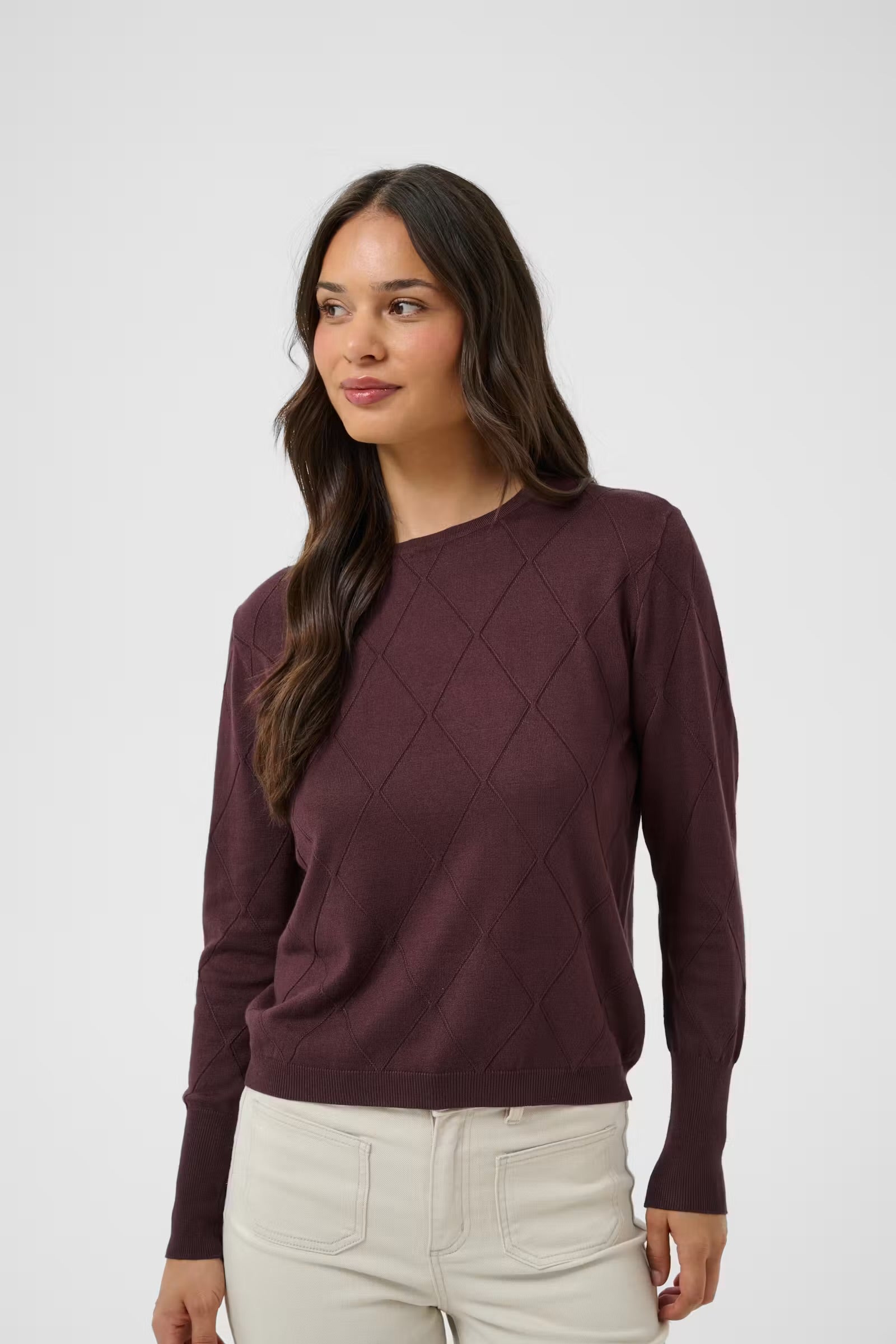 KAFFE LIZZA ARGYLE PULLOVER LS