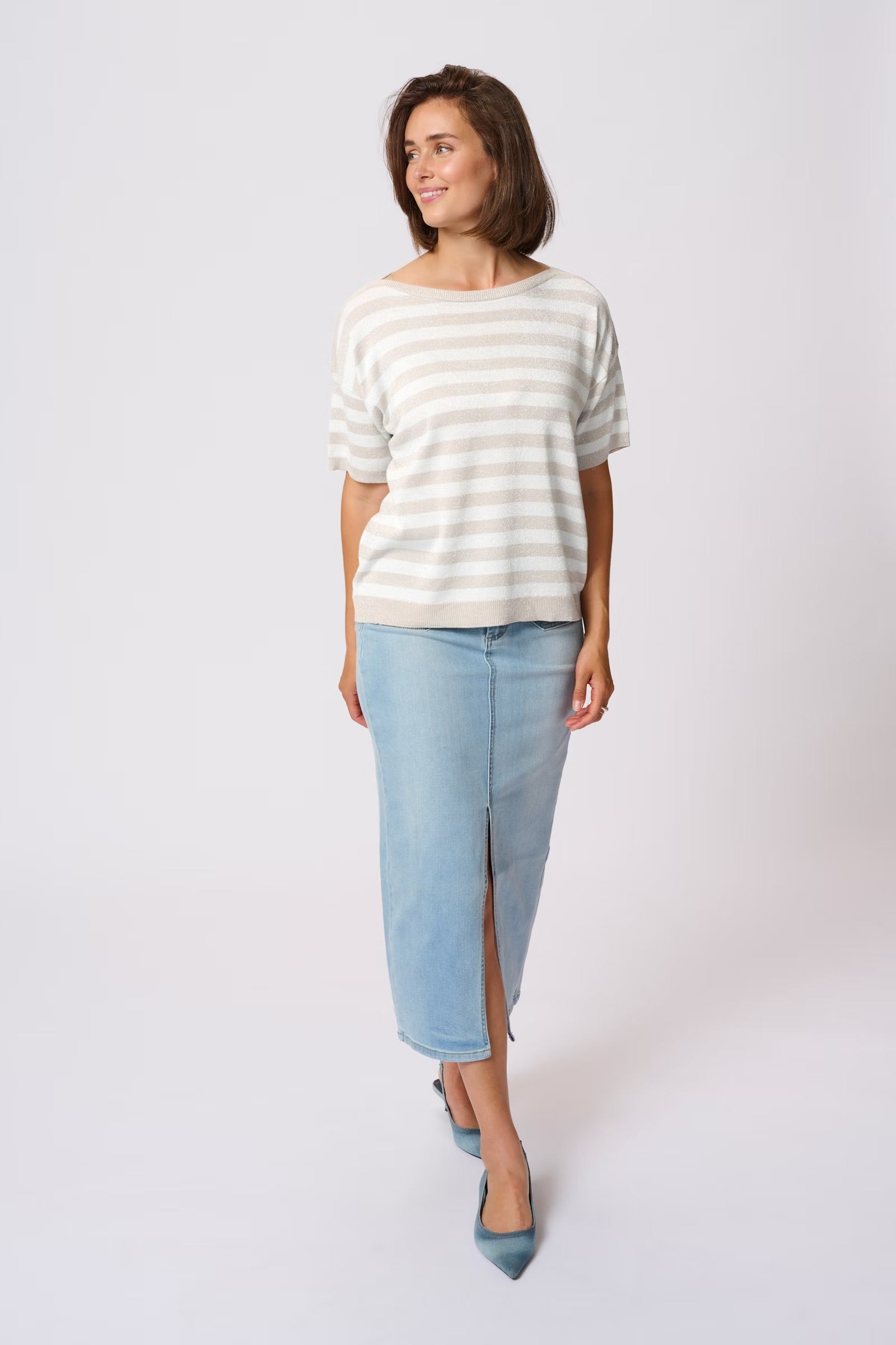 KAFFE REGINA STRIPED PULLOVER