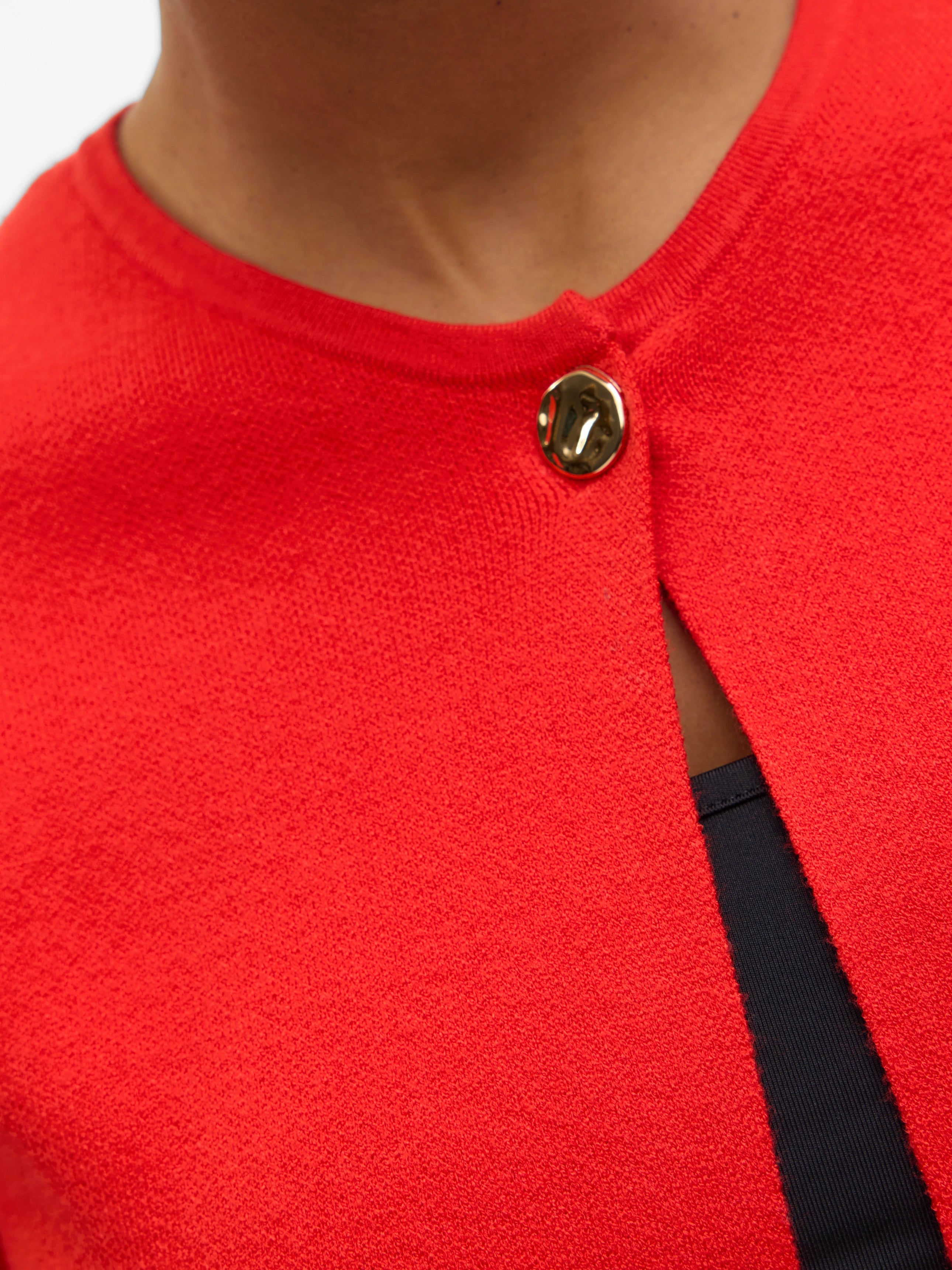 VERO MODA GOLD SS O-NECK ONE BUTTON CARDIGAN
