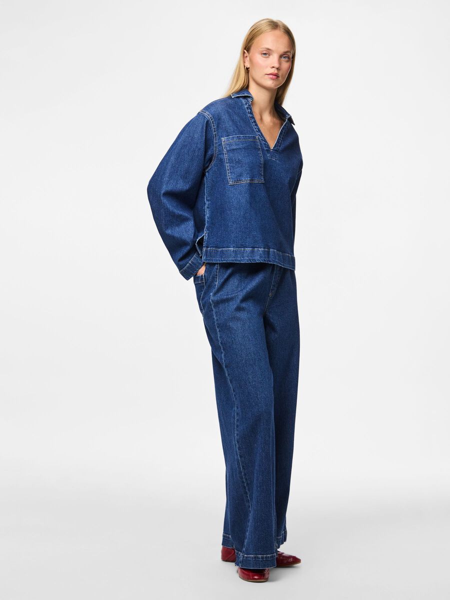 PIECES SILKE MW PULL UP DENIM PANTS