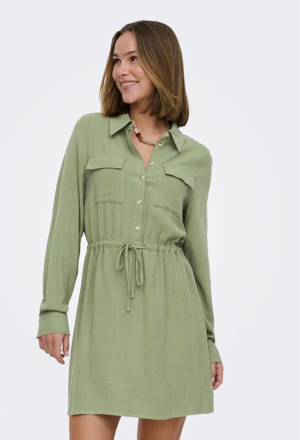 ONLY SIESTA L/S LINEN SHIRT DRESS