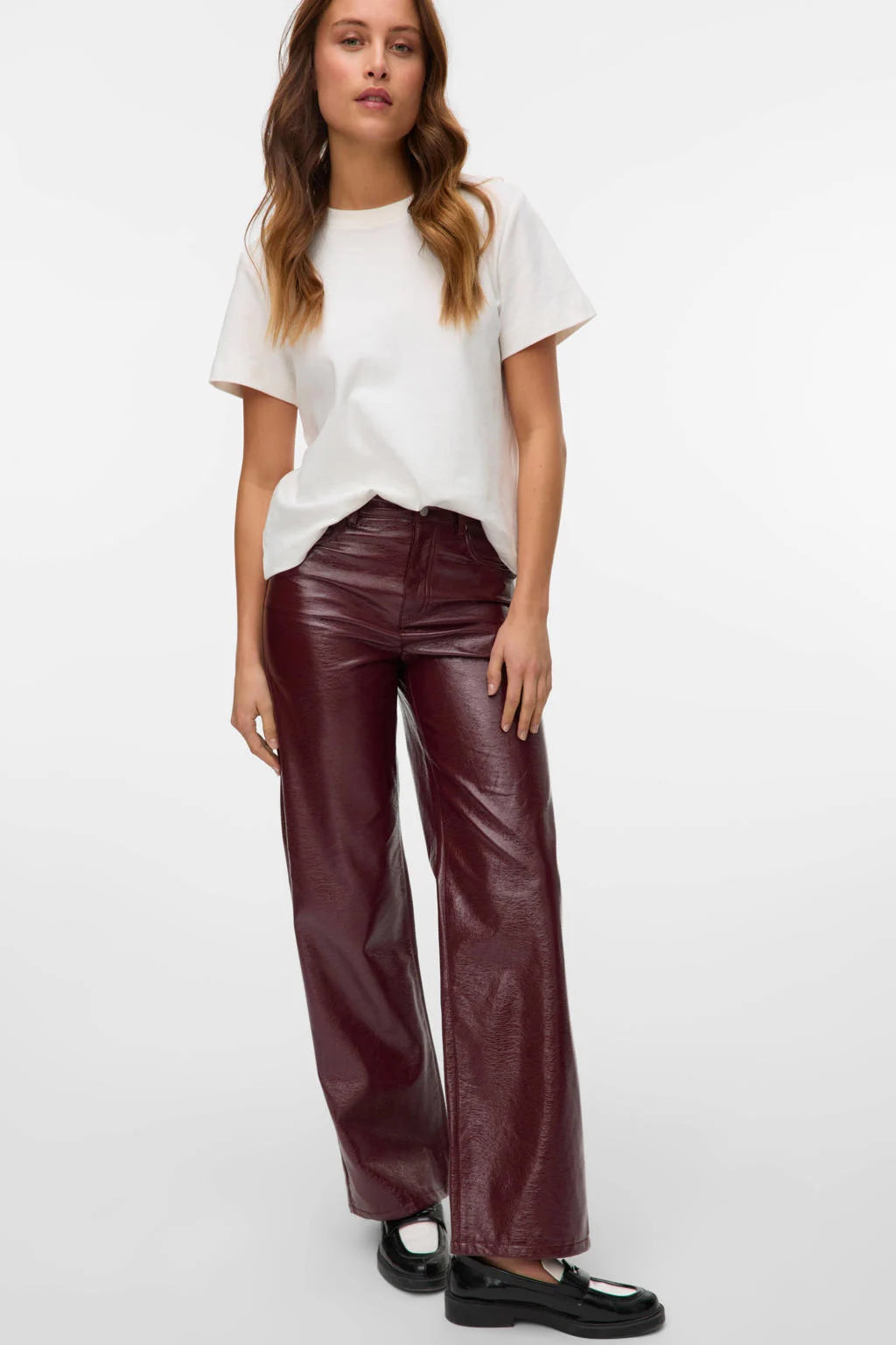 VERO MODA TESSA HR WIDE COLORED VINYL PANTS