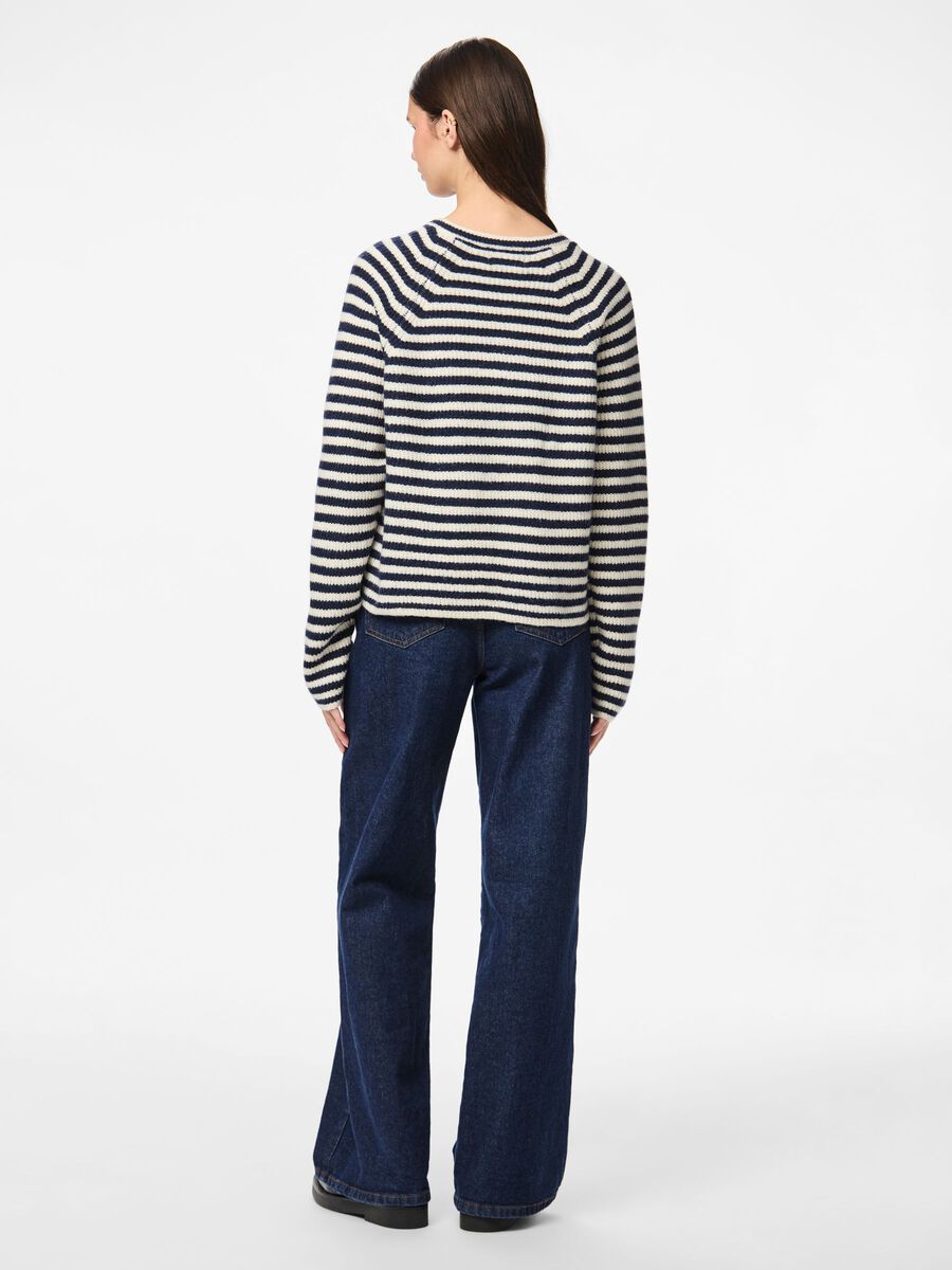 PIECES MALOU LS O-NECK STRIPE CARDIGAN