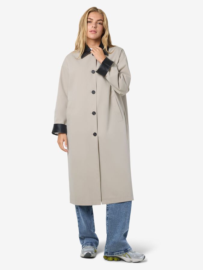 NOISY MAY NORA PU COLLAR LONG COAT