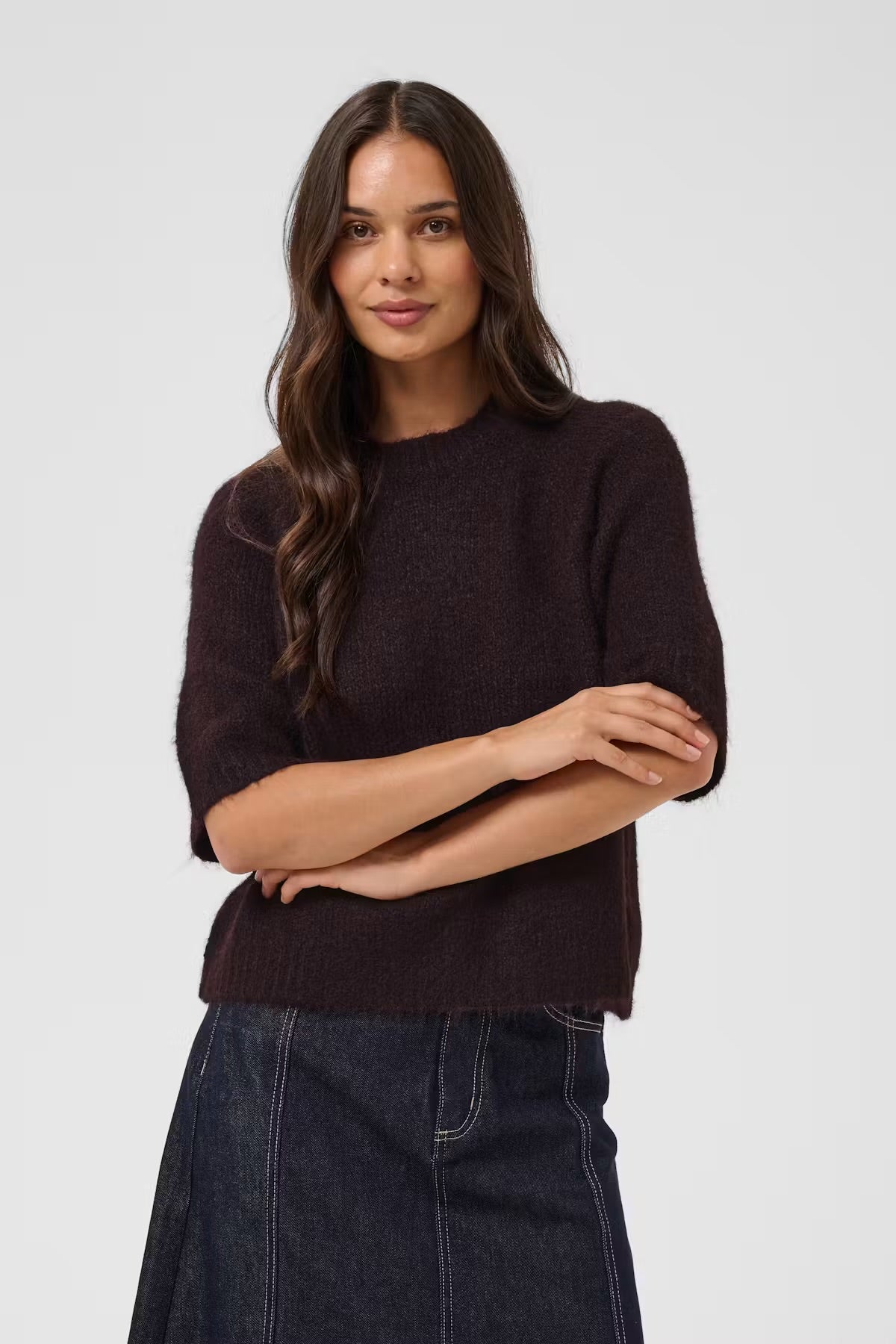 KAFFE EMILIE CROPPED KNIT PULLOVER