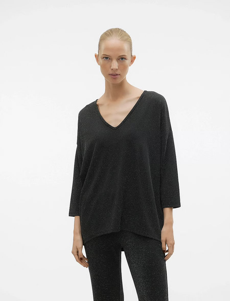 VERO MODA KANVA 3/4 V-NECK TOP LX JRS GA