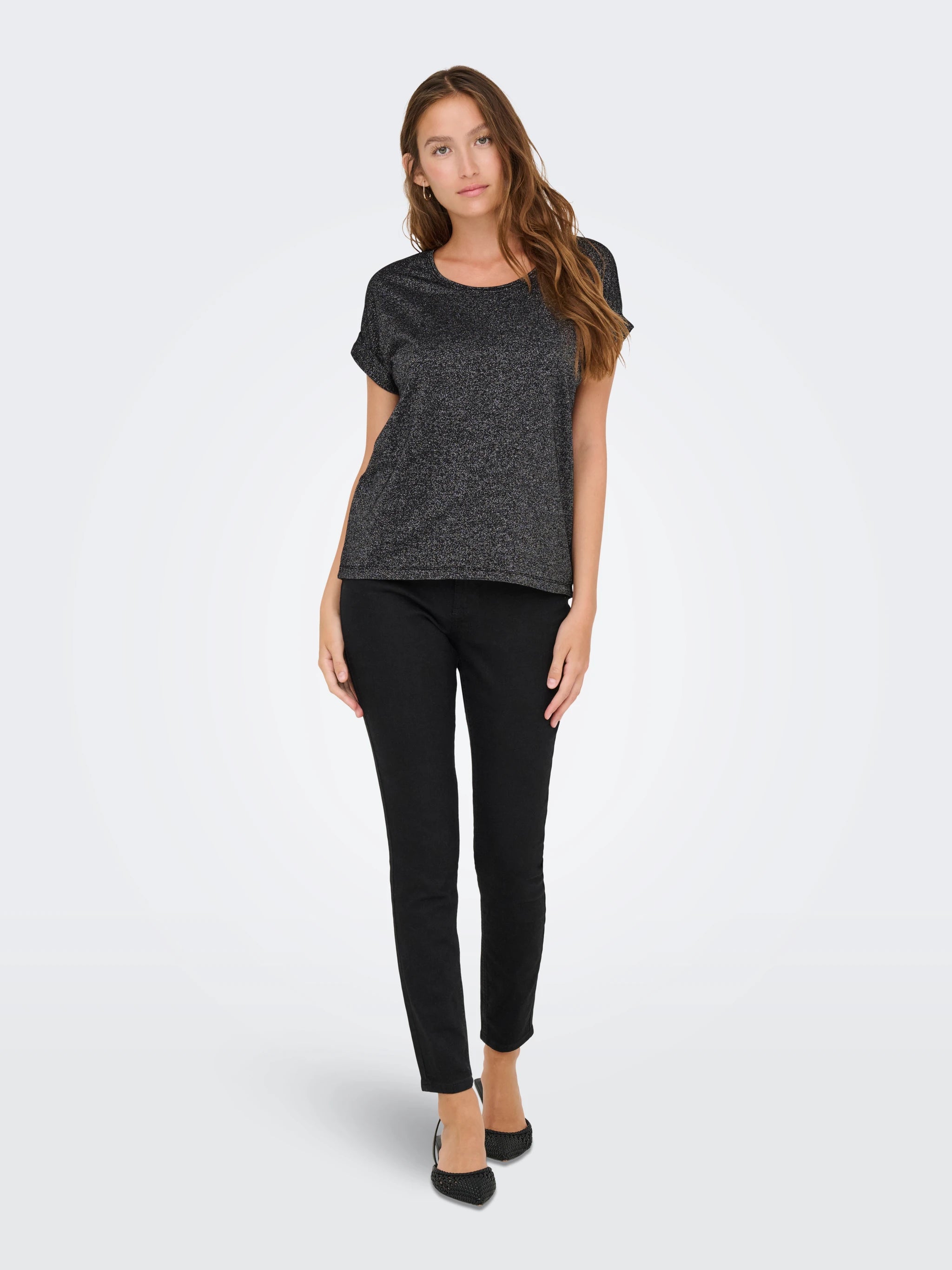ONLY MOSTER GLITTER SS O-NECK TOP