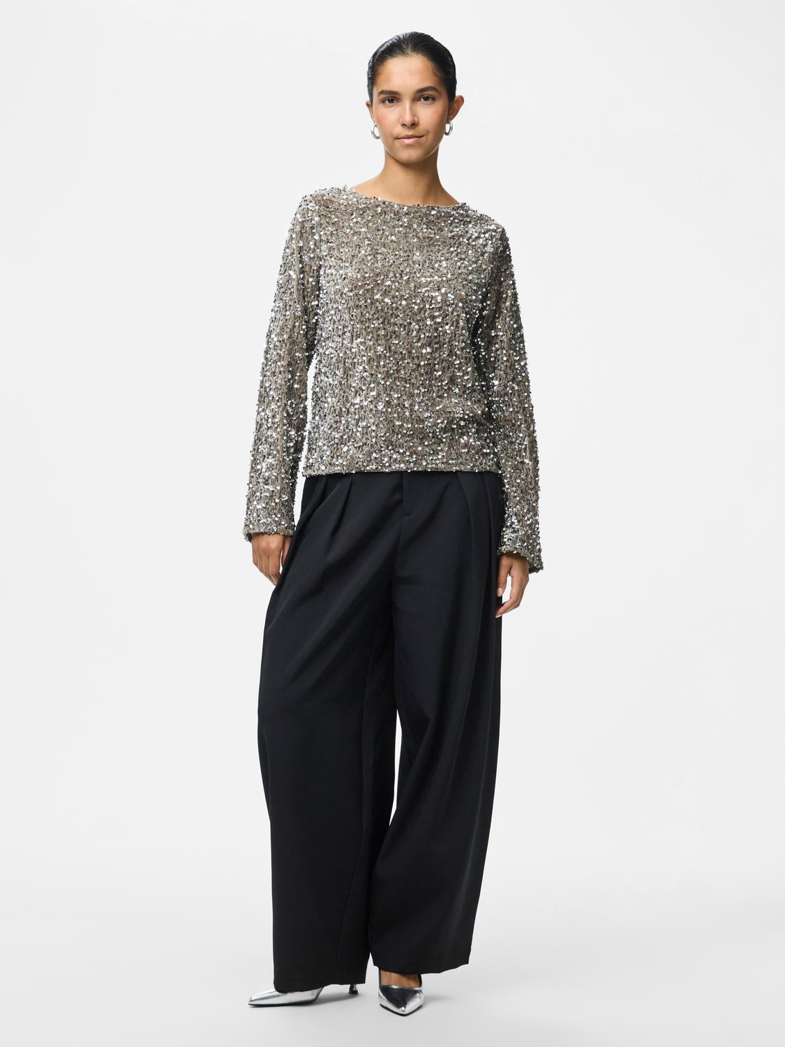 PIECES KAM LS DEEP BACK BOW TOP