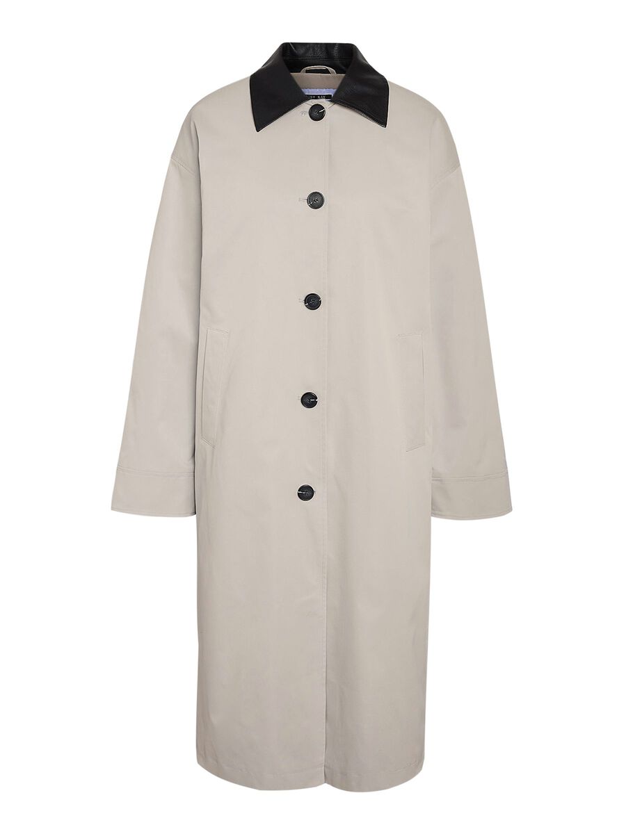NOISY MAY NORA PU COLLAR LONG COAT