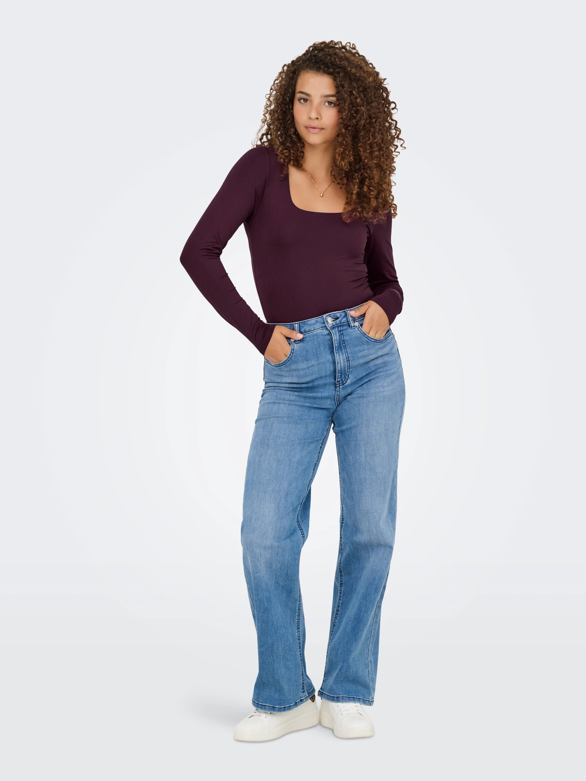 ONLY EA L/S 2-WAY DEEP NECK TOP