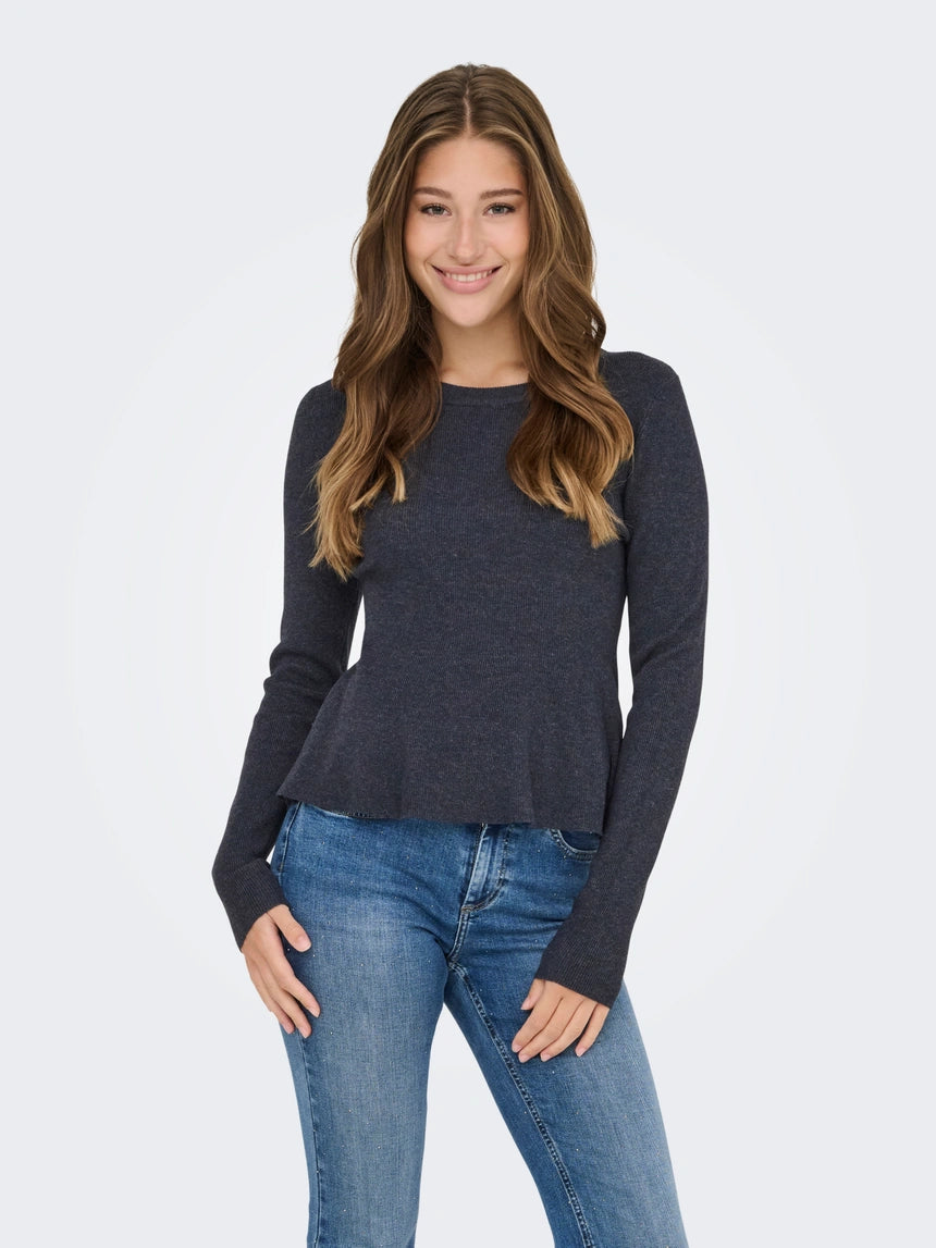 ONLY COCO LIFE LS RIB ONECK PEPLUM