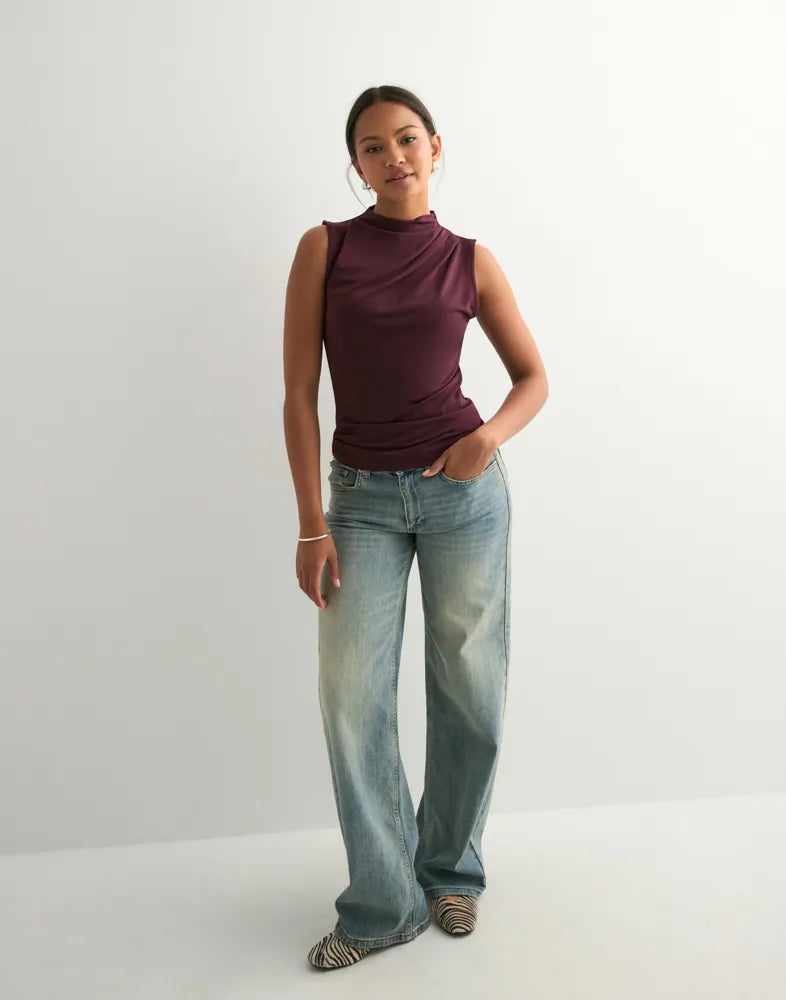 PIECES MADISON SL DRAPED TOP