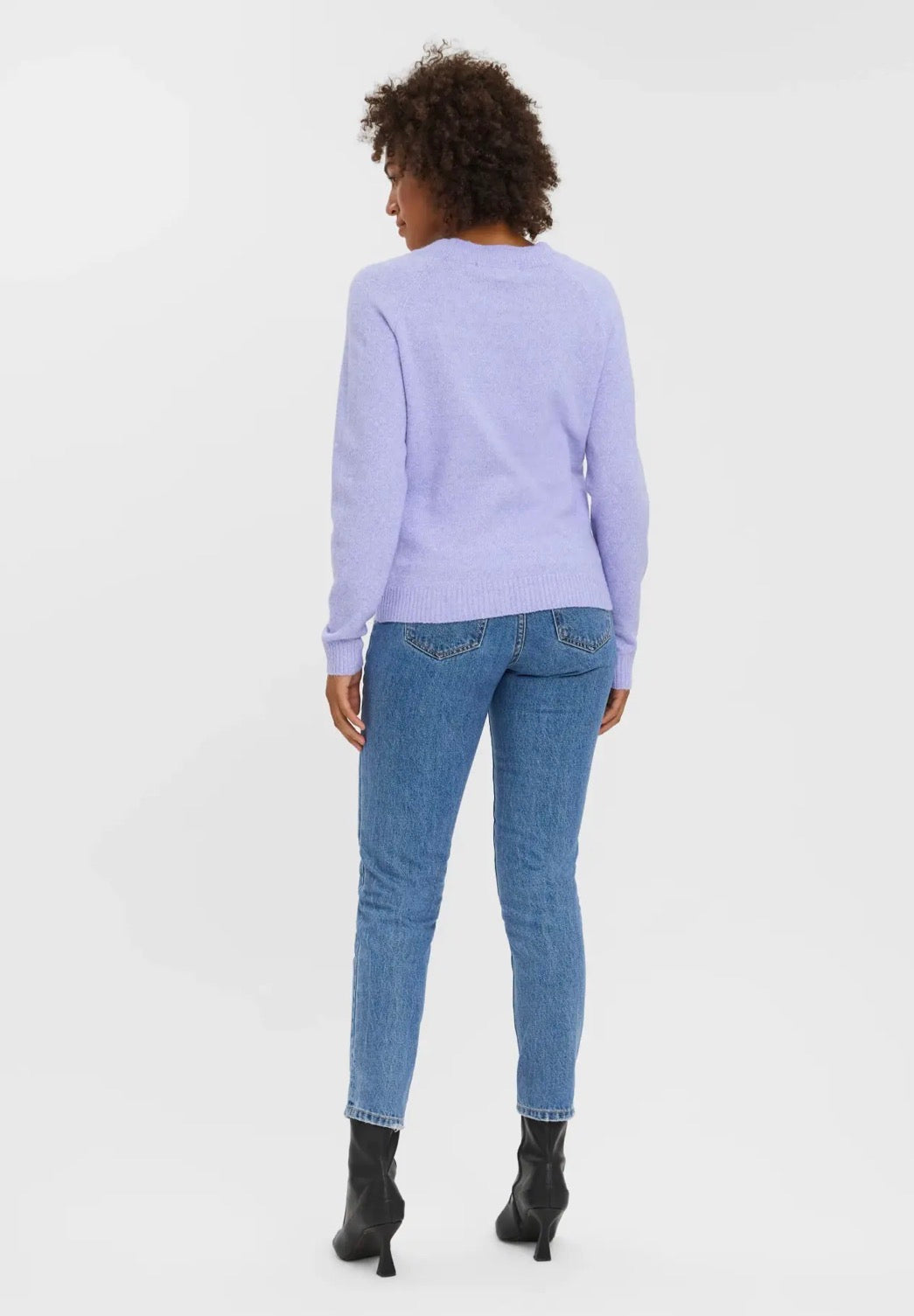 VERO MODA DOFFY LS O-NECK BLOUSE - JACARANDA/MELANGE