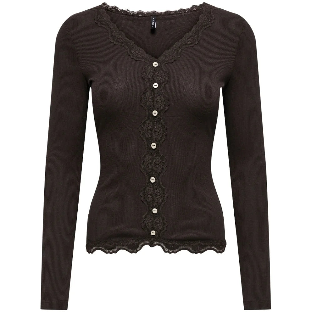 ONLY ENEA L/S LACE MIX PLACKET TOP