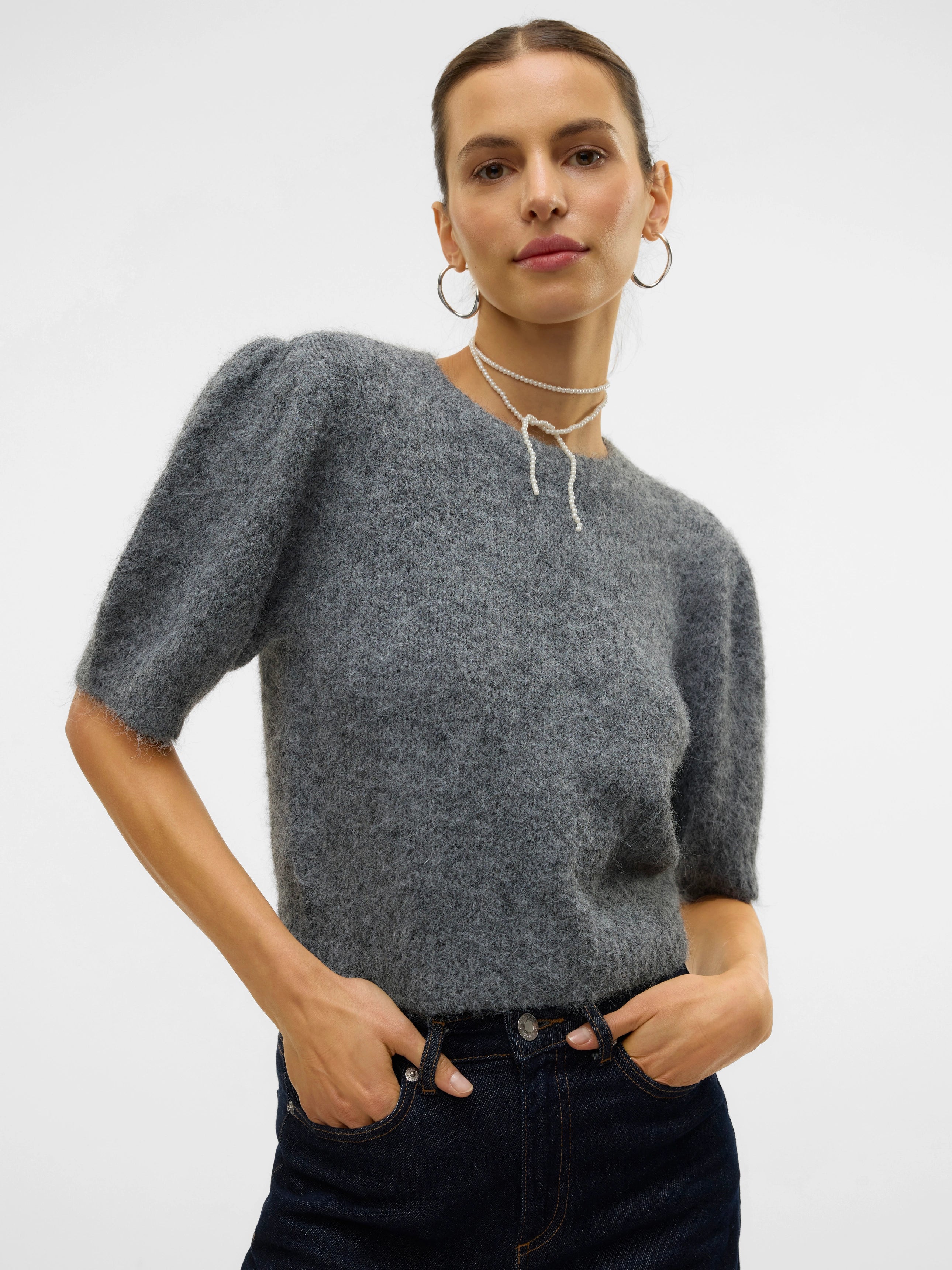 VERO MODA NOVAH SS O-NECK PUFF PULLOVER