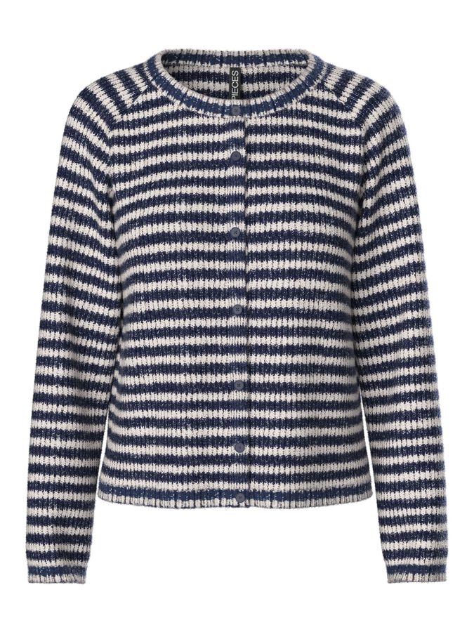 PIECES MALOU LS O-NECK STRIPE CARDIGAN