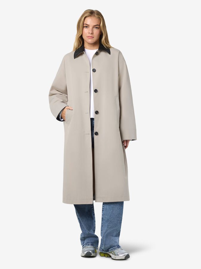 NOISY MAY NORA PU COLLAR LONG COAT