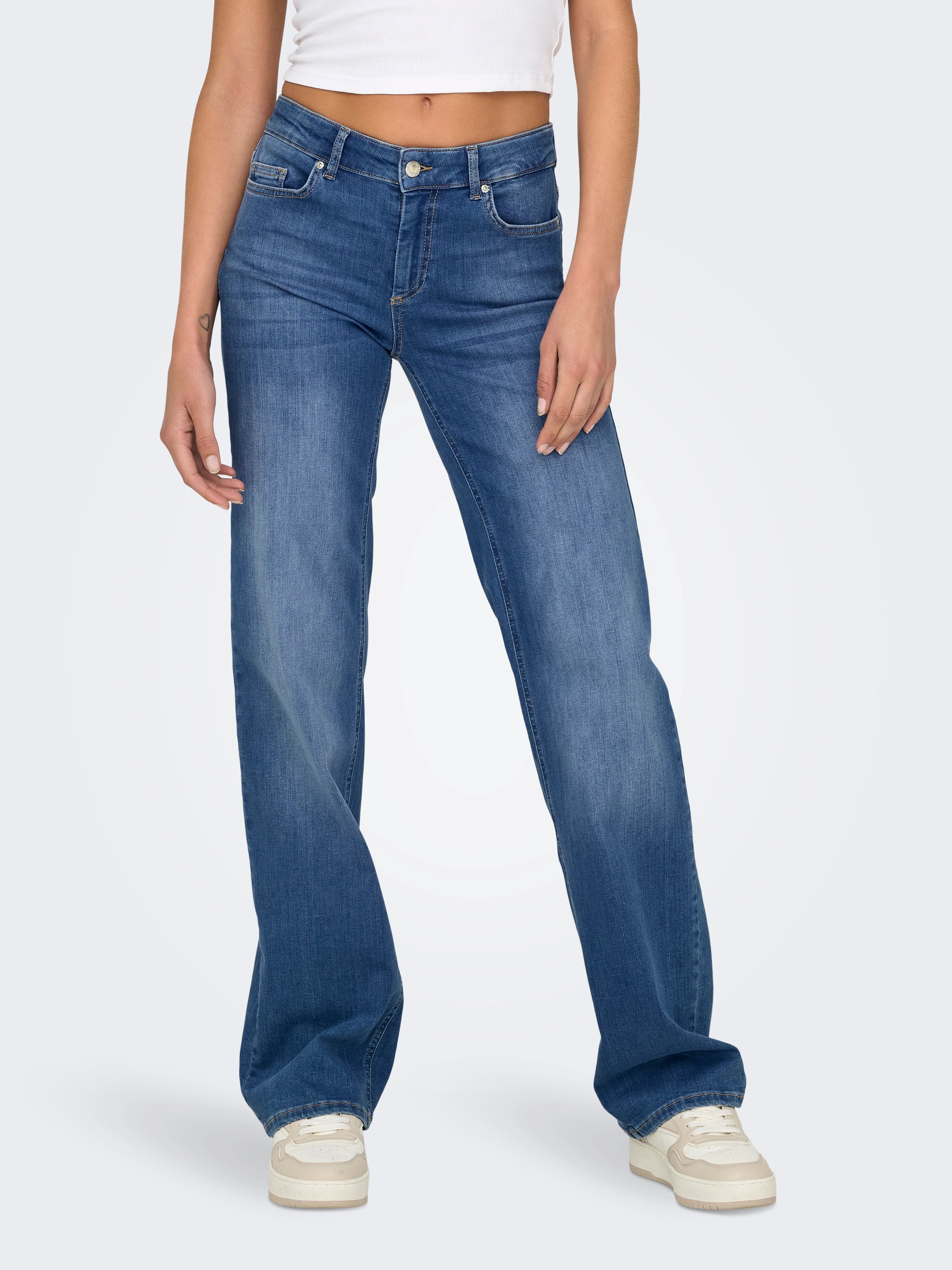 ONLY BLUSH MID STRAIGHT - MEDIUM BLUE DENIM