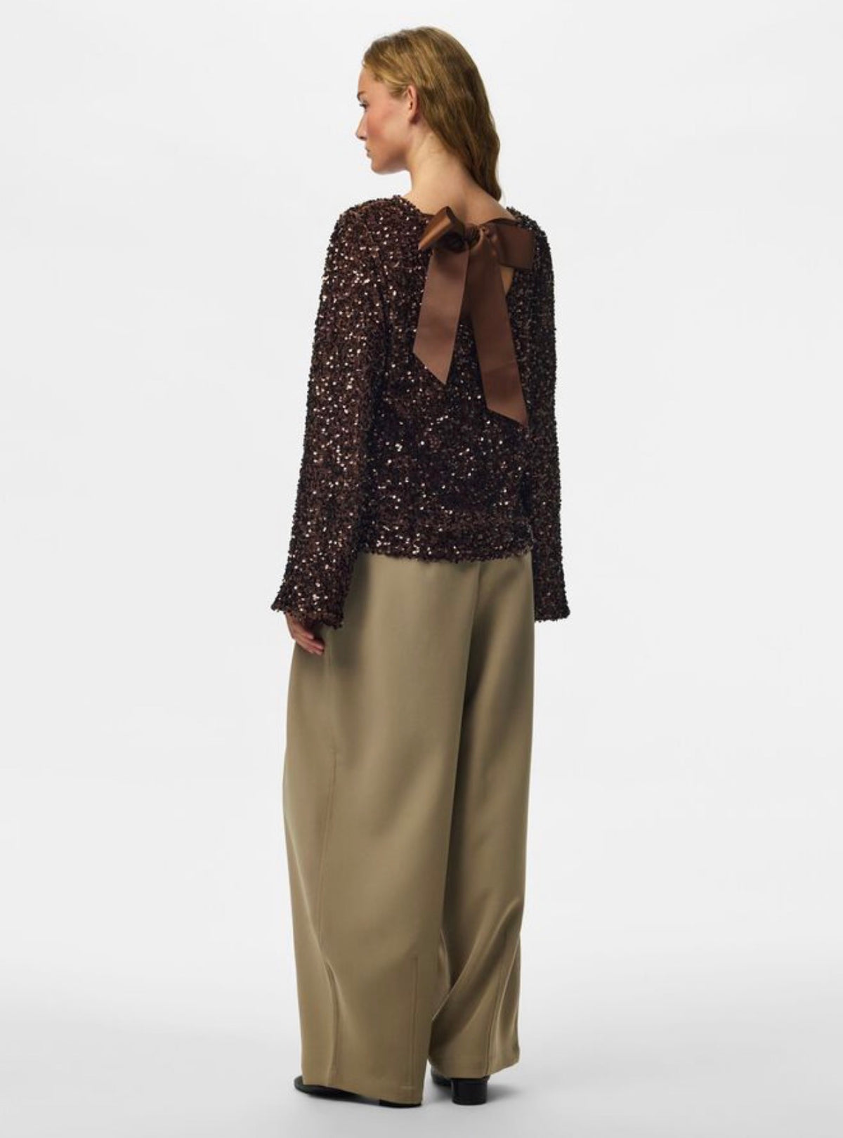 PIECES KAMMY LS DEEP BACK BOW TOP JRS BC
