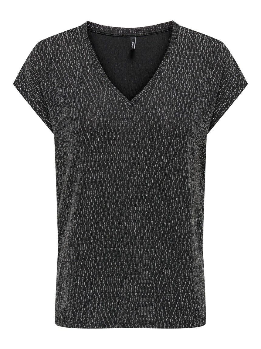 ONLY CAROL S/S V-NECK GLITTER TOP