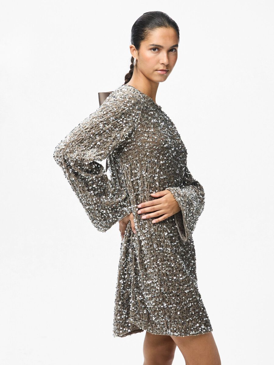PIECES KAM LS DEEP BACK BOW DRESS