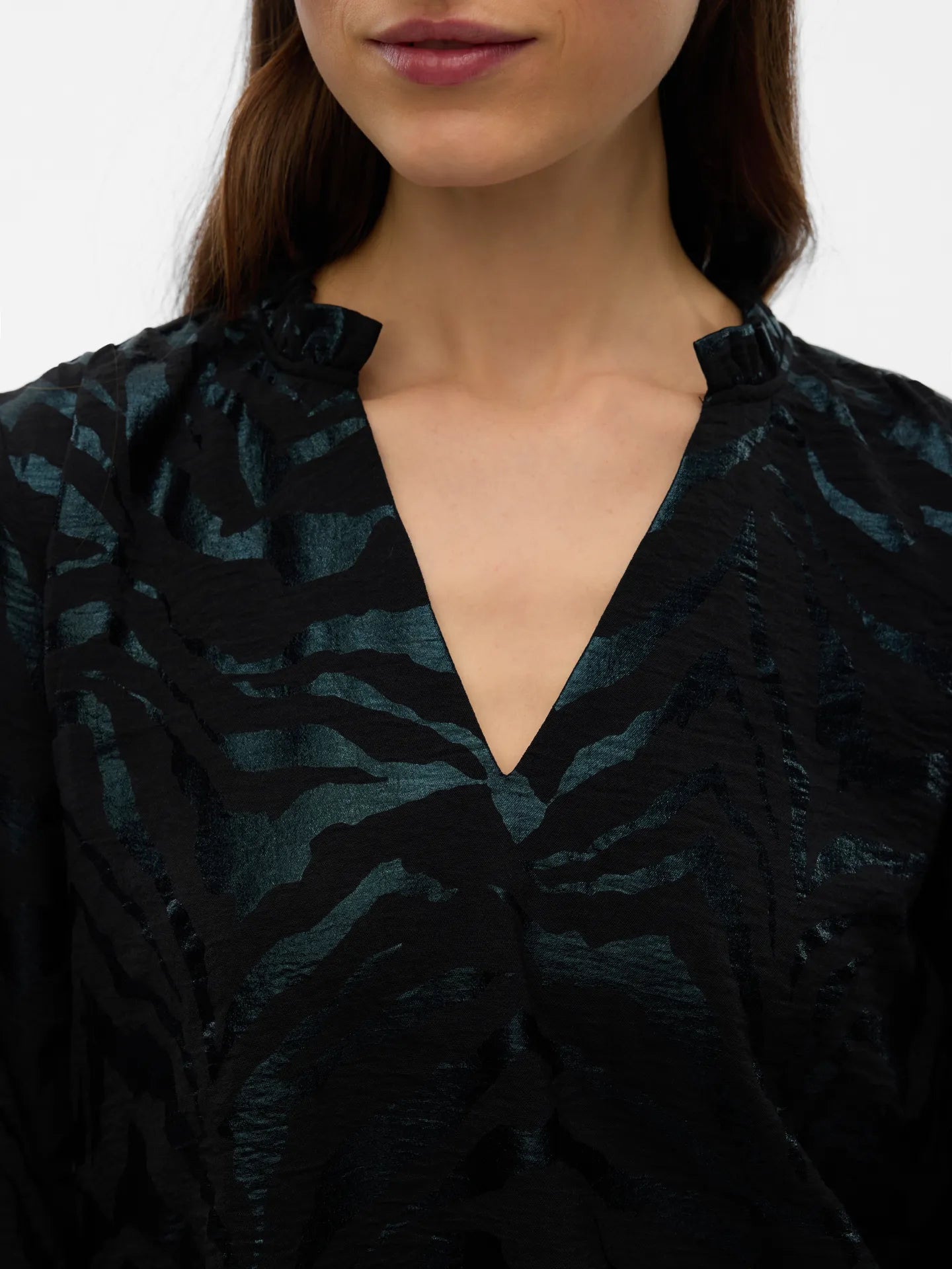 VERO MODA CARLA FOIL L/S V-NECK TOP