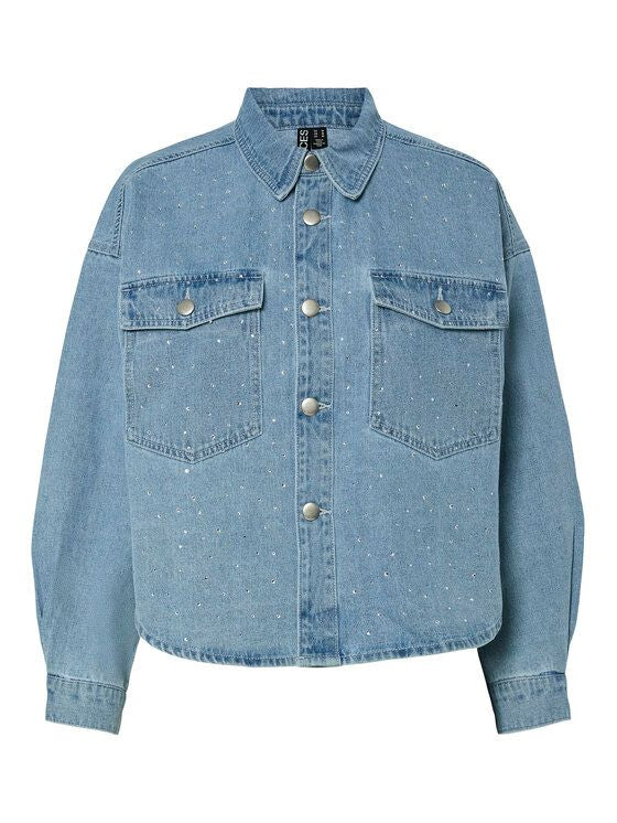 PIECES TAMRA RHINESTONE DENIM JACKET