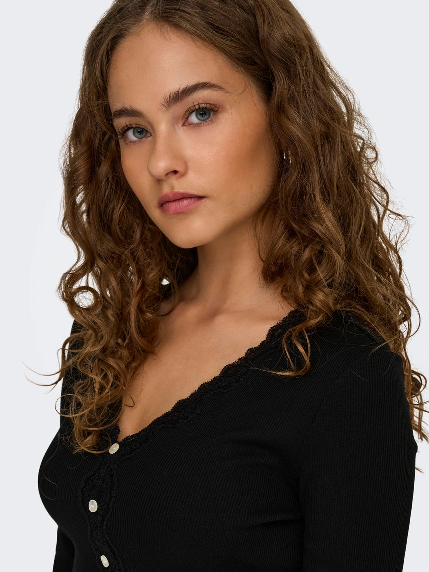 ONLY ENEA L/S LACE MIX PLACKET TOP