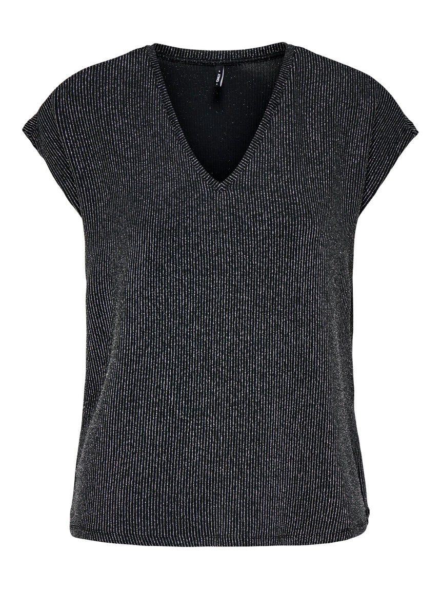 ONLY CAROL S/S V-NECK GLITTER TOP