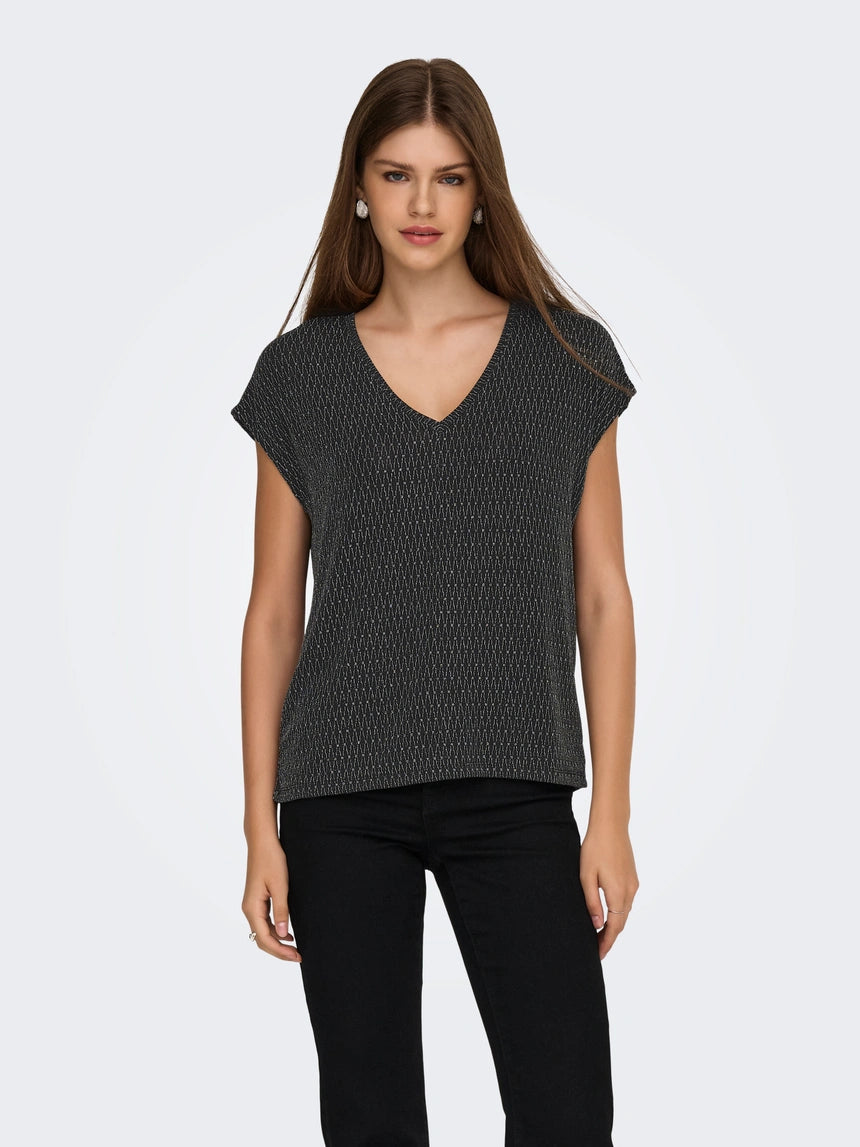 ONLY CAROL S/S V-NECK GLITTER TOP