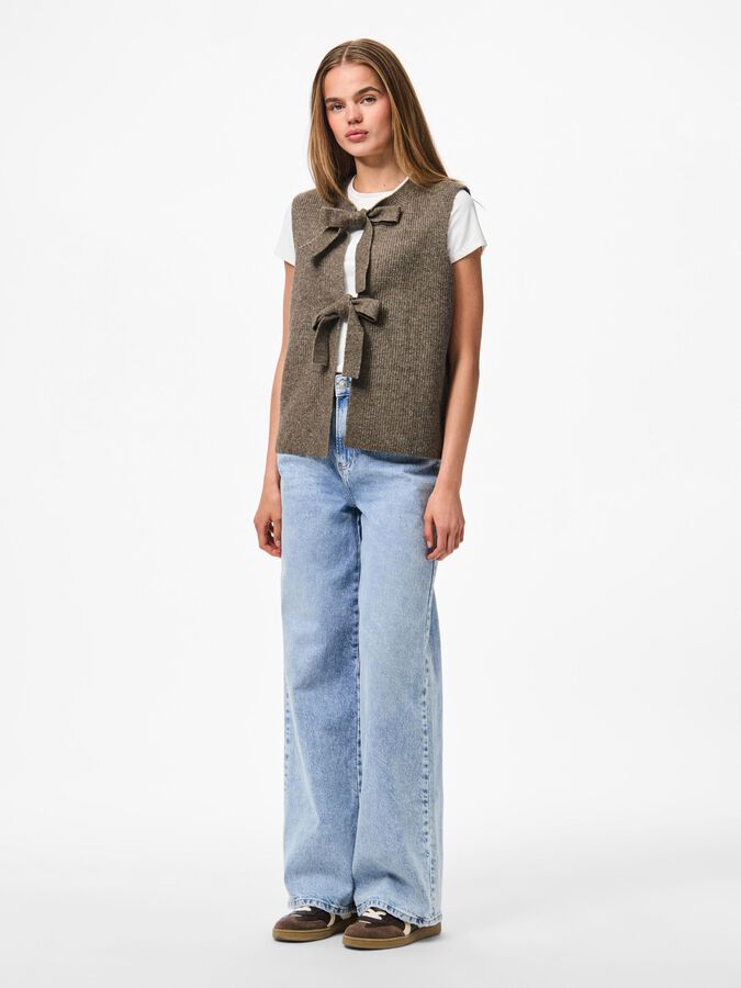 PIECES SILLY SL REV TIE VEST KNIT