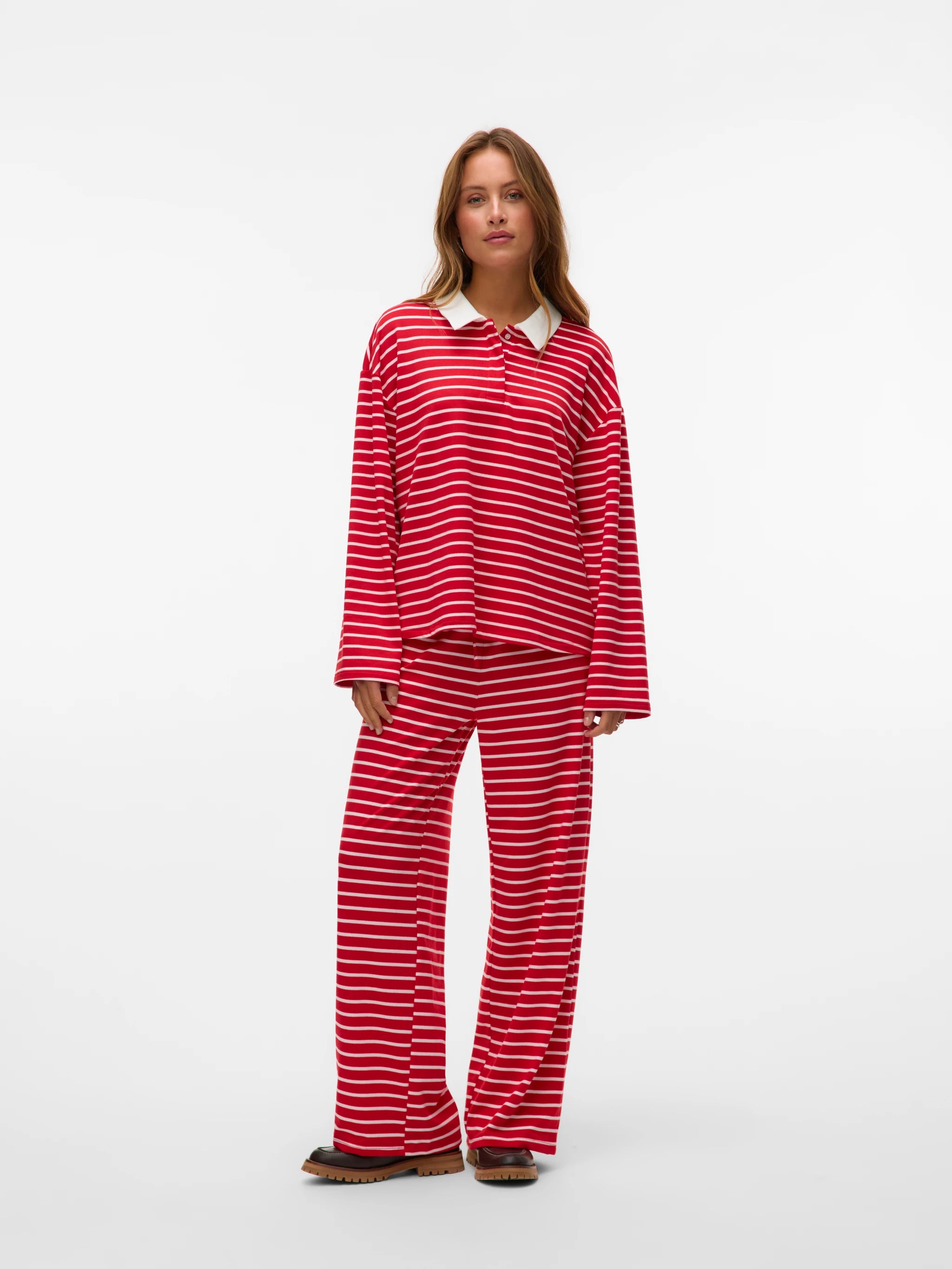 VERO MODA ALMA LS STRIPED POLO TEE