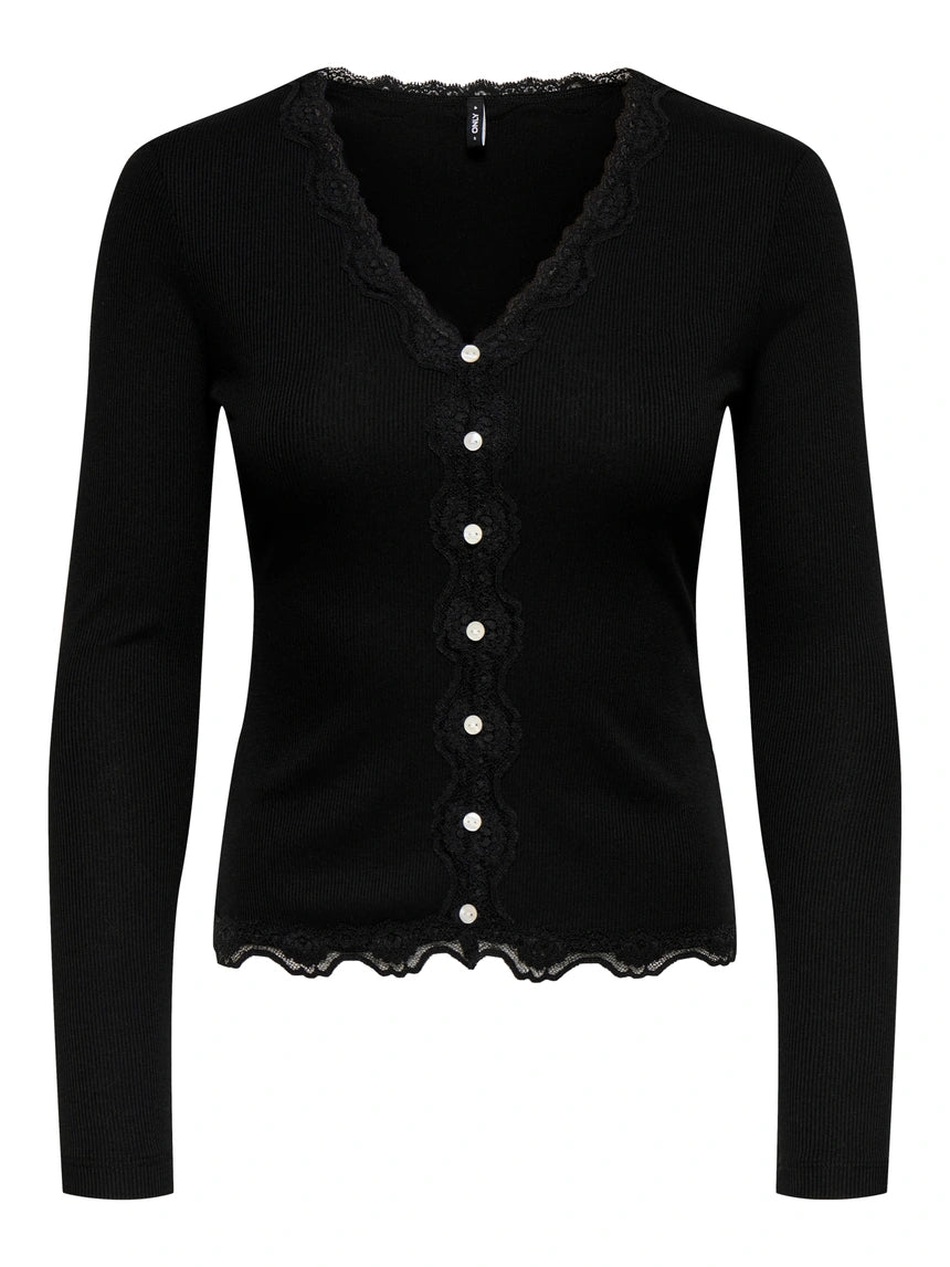 ONLY ENEA L/S LACE MIX PLACKET TOP